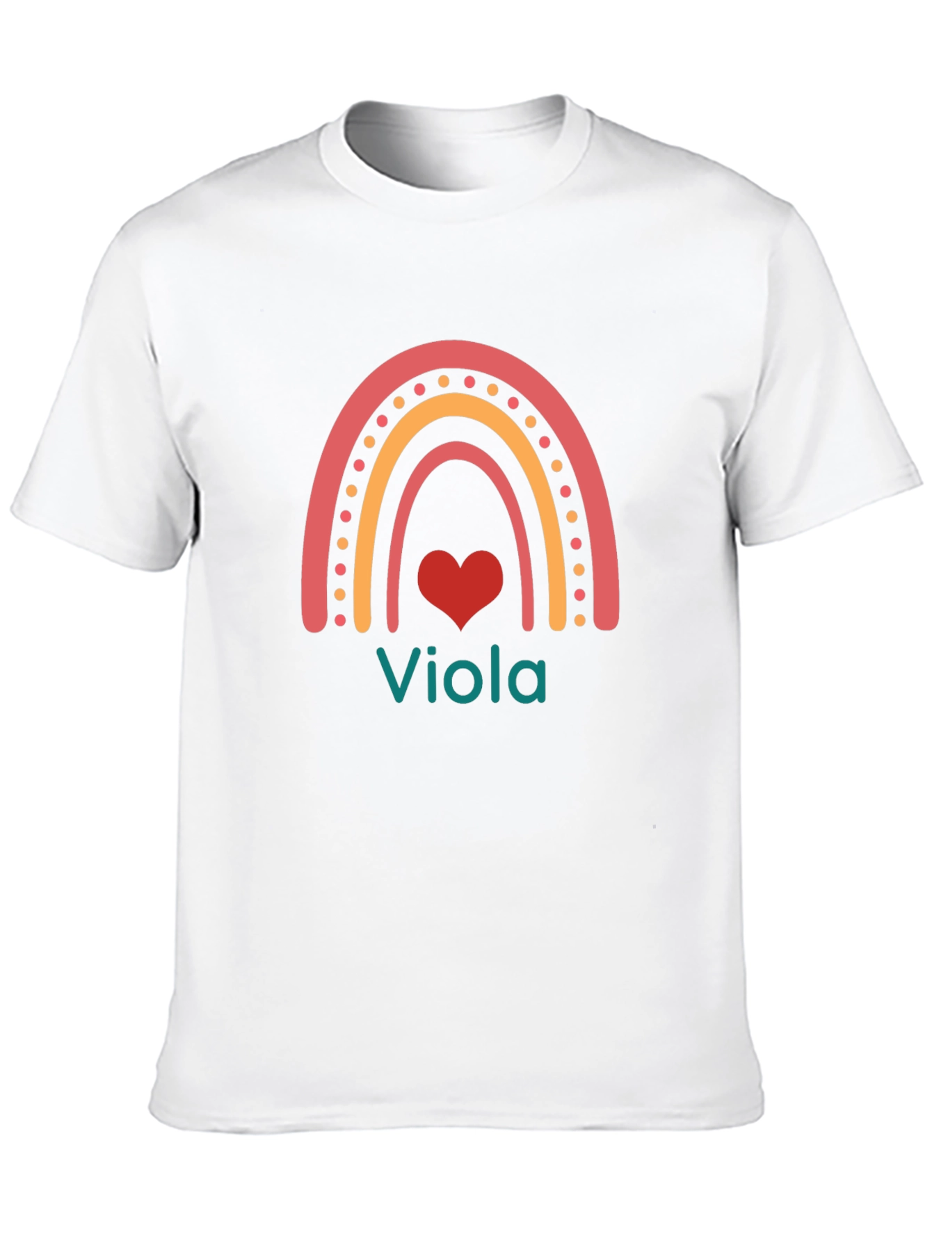 Viola Rainbow Heart T-Shirt - Personalized Name Tee