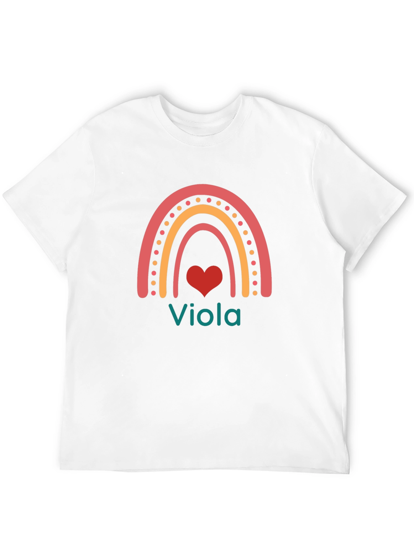 Viola Rainbow Heart T-Shirt - Personalized Name Tee