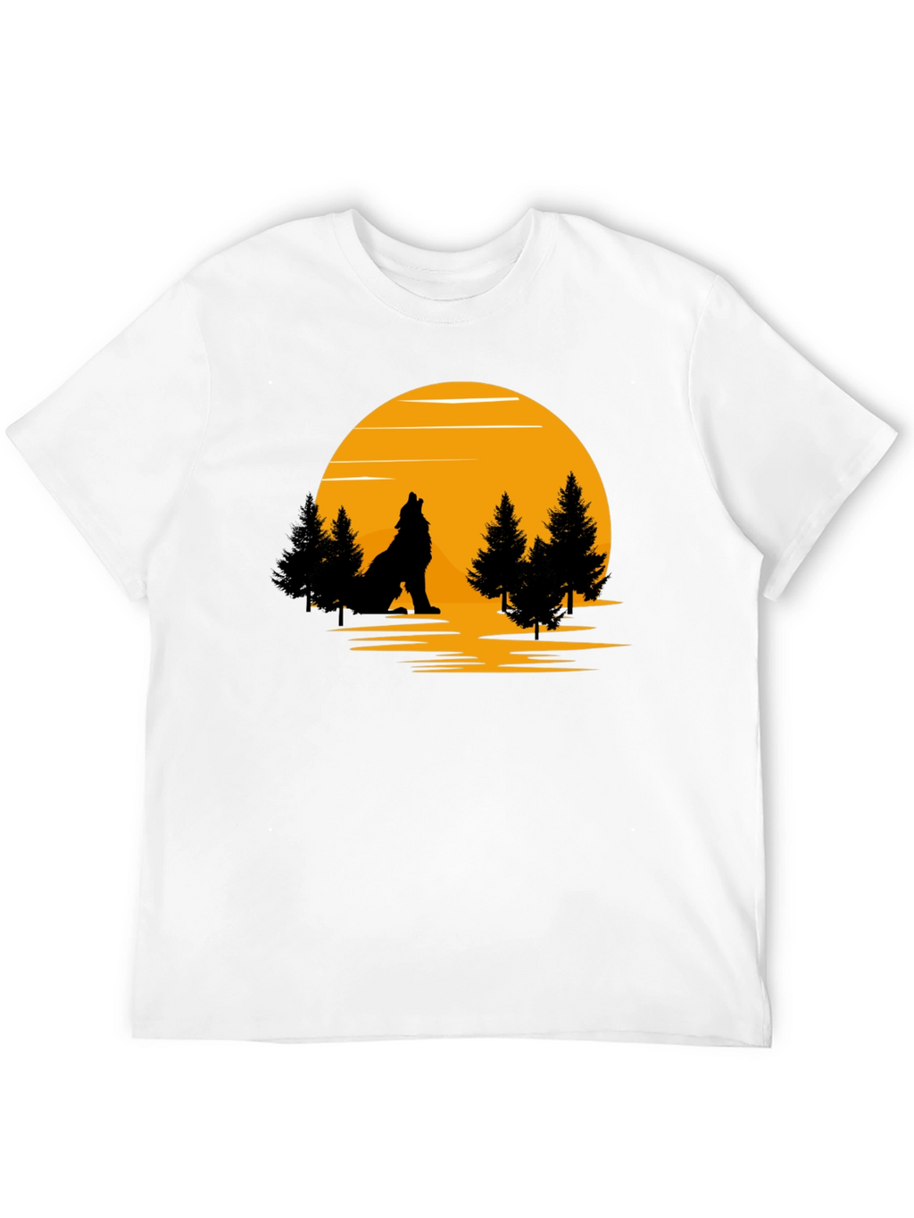 Wolf Howling at Moon Graphic T-Shirt - Black