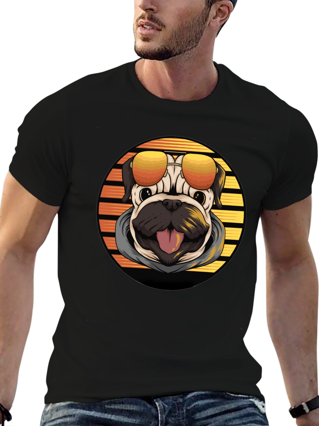 Cool Pug T-Shirt - Retro Style