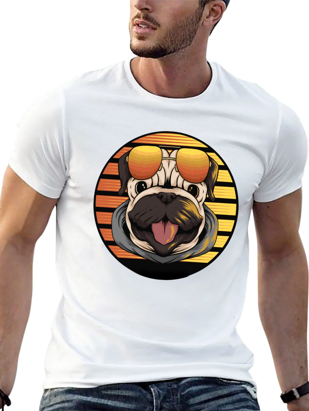 Cool Pug T-Shirt - Retro Style