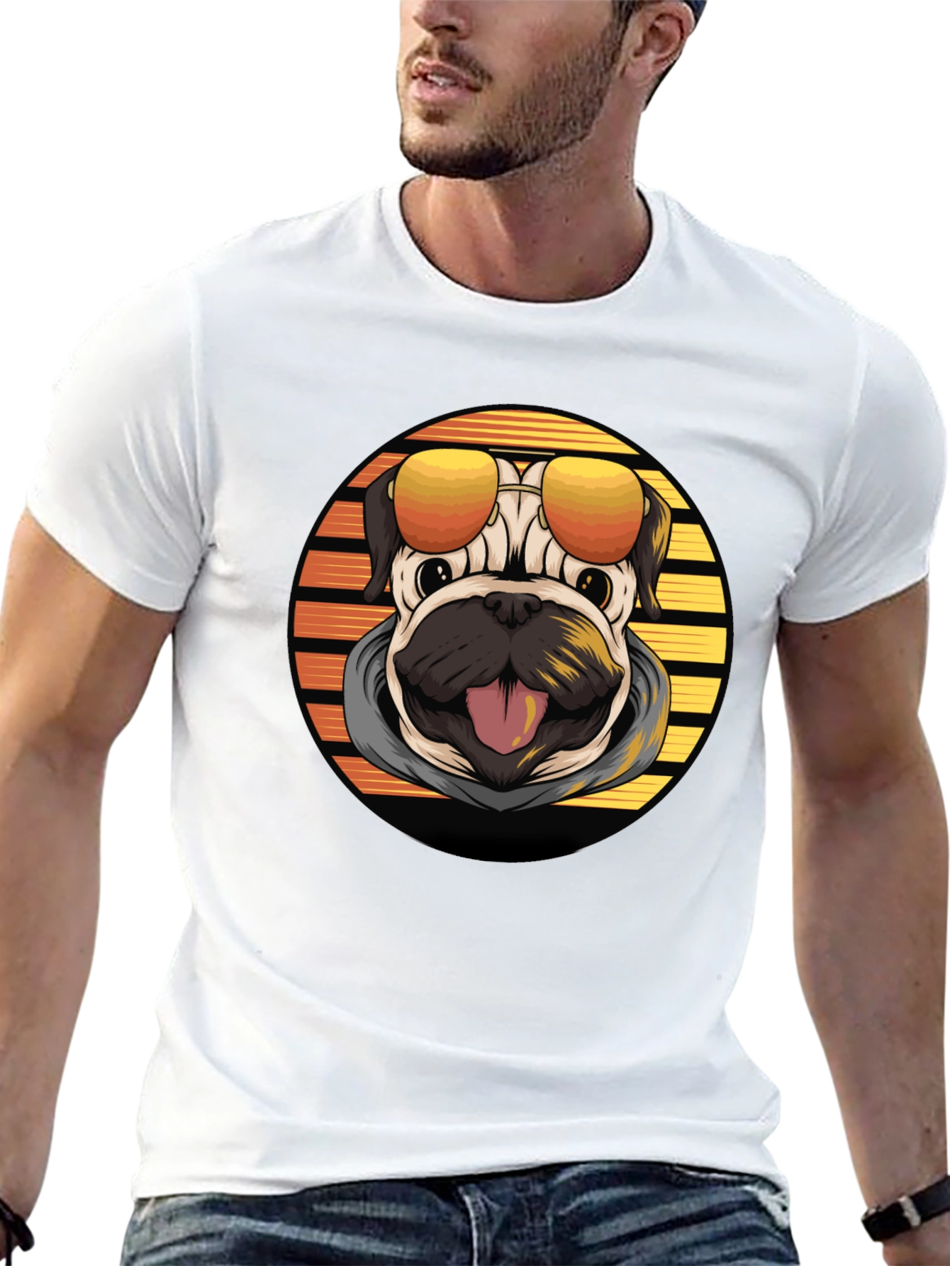 Cool Pug T-Shirt - Retro Style