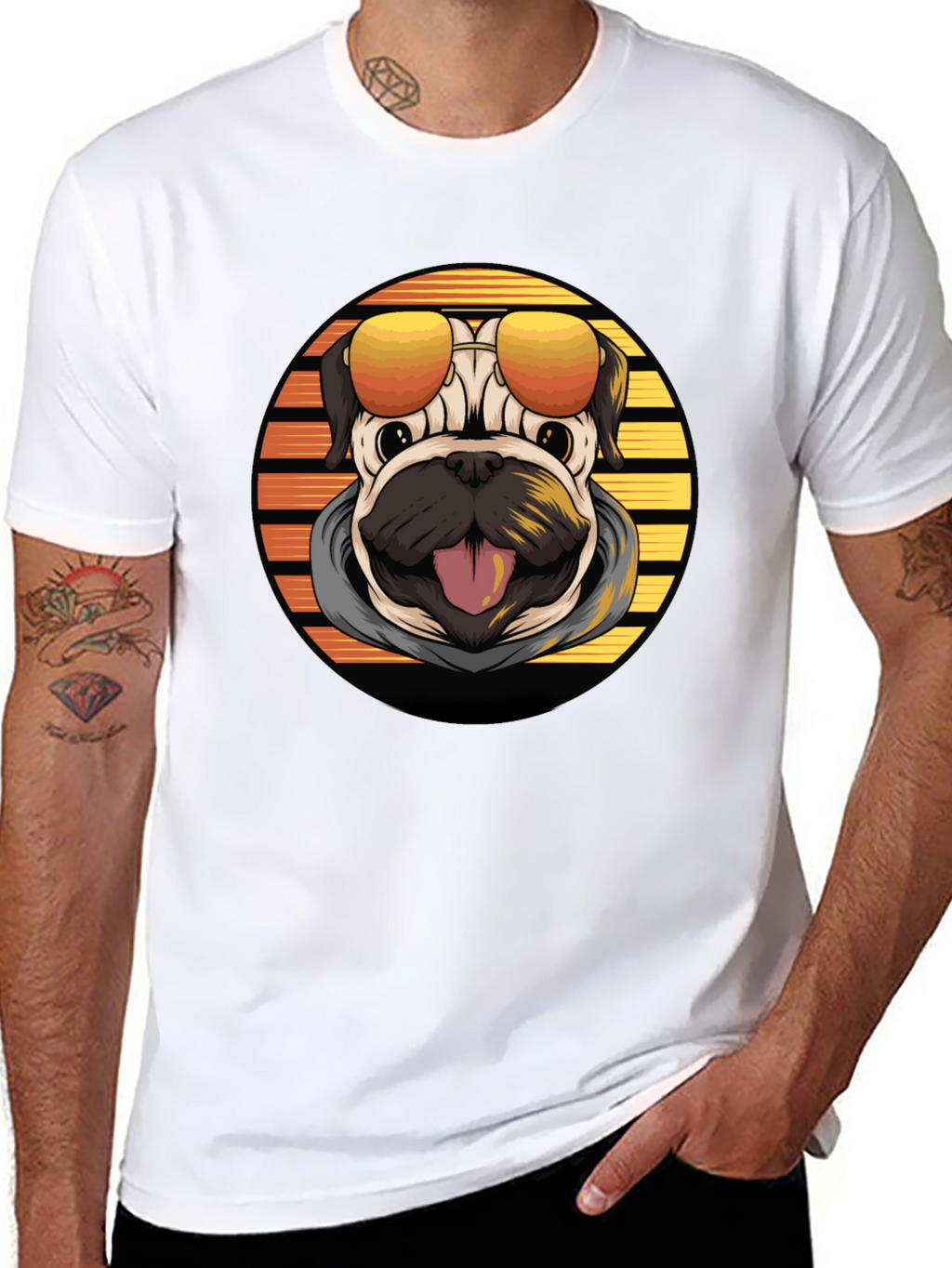 Cool Pug T-Shirt - Retro Style