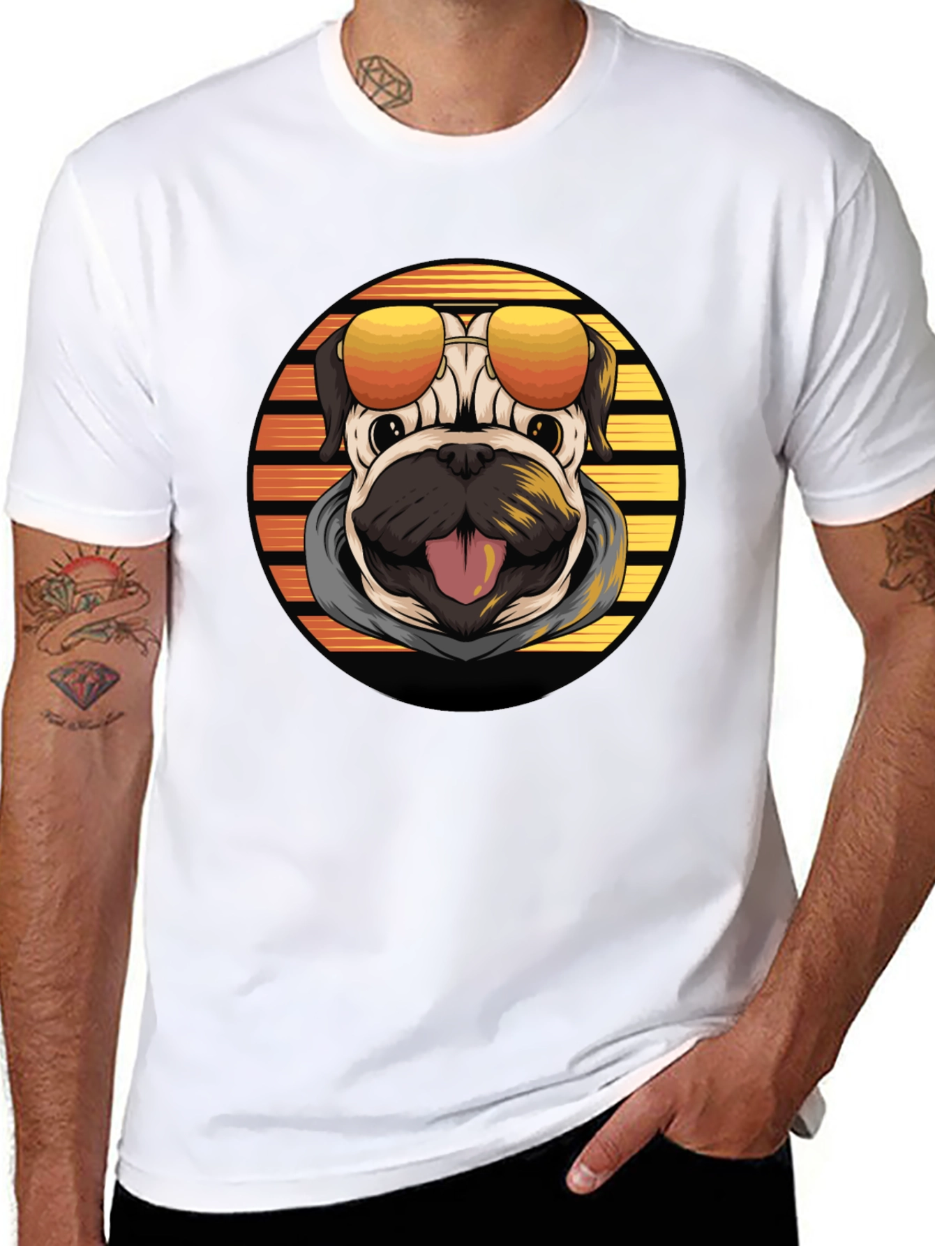 Cool Pug T-Shirt - Retro Style
