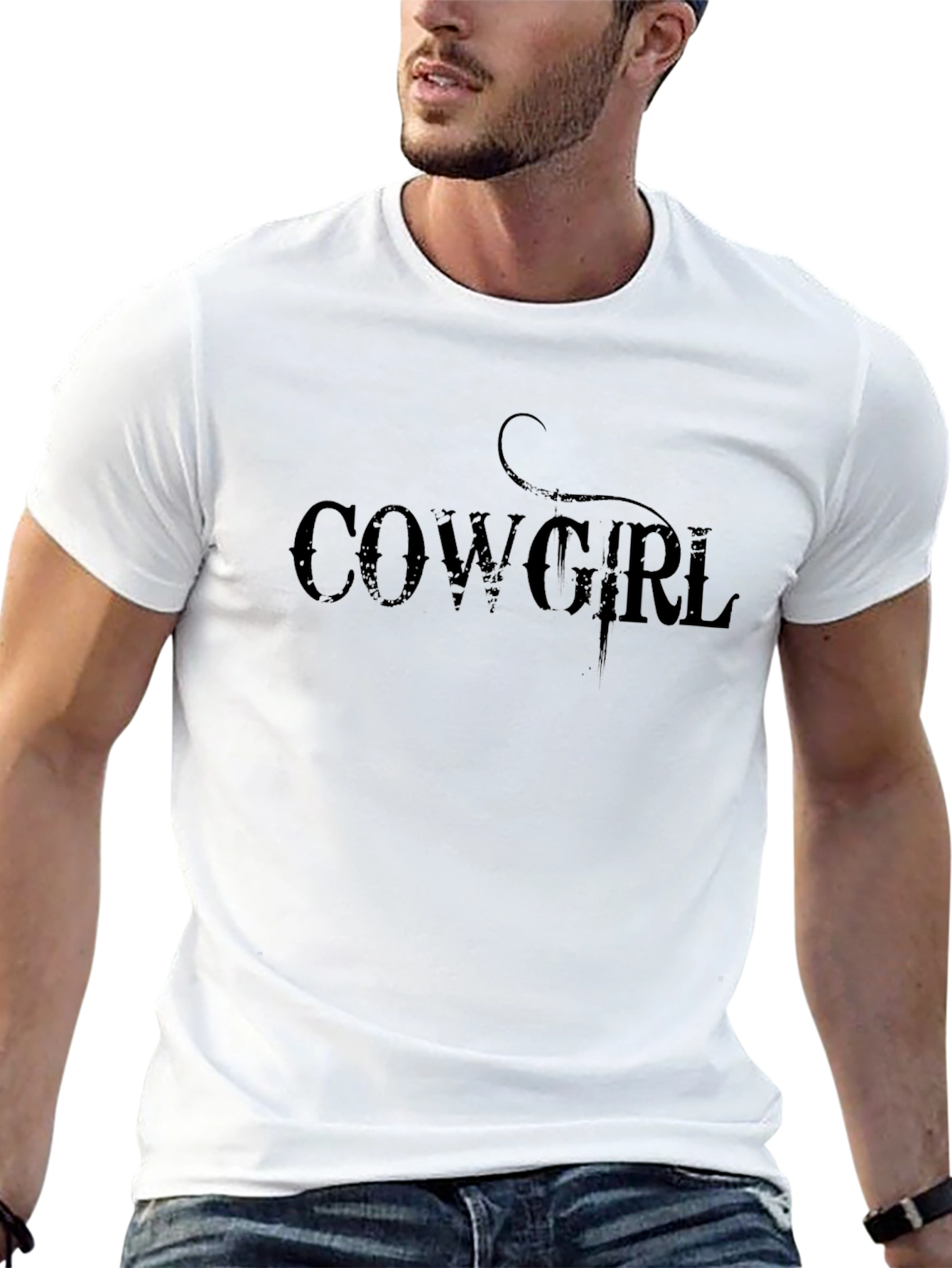 Cowgirl Graphic Tee - Black Cotton Casual Top