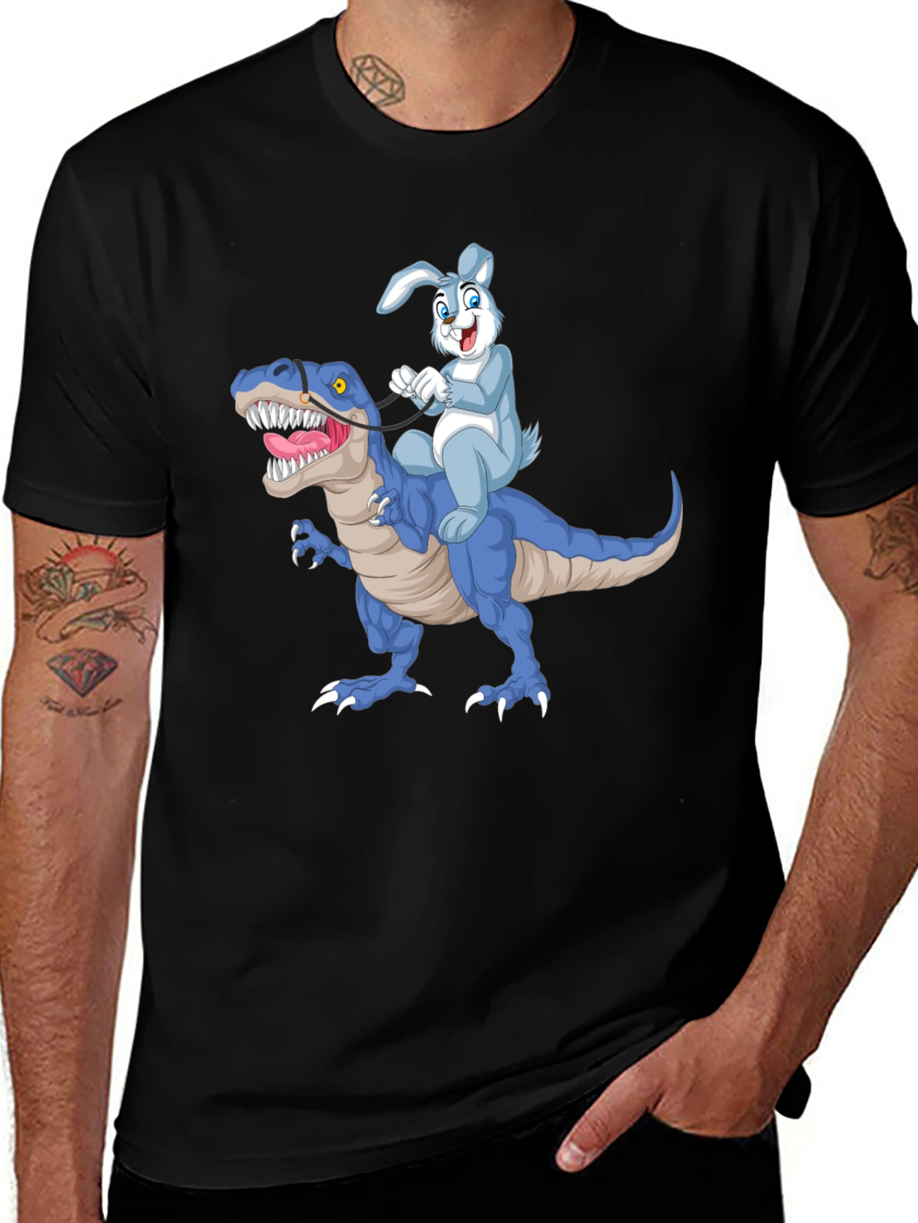 Bunny Riding Dinosaur T-Shirt