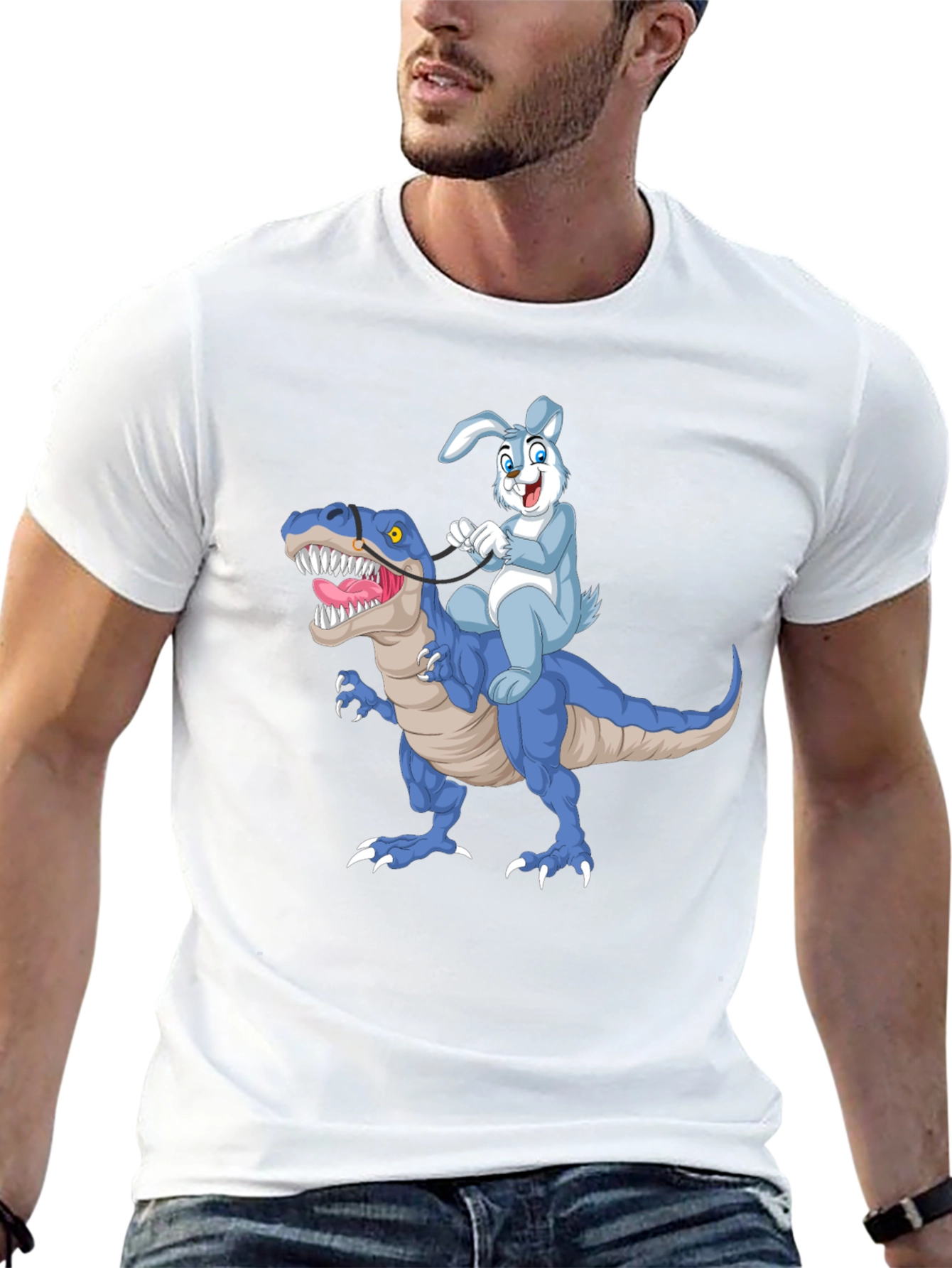 Bunny Riding Dinosaur T-Shirt