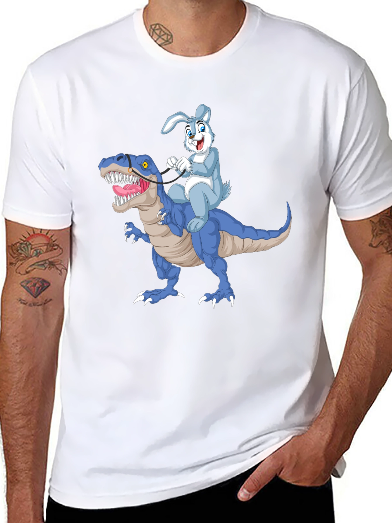 Bunny Riding Dinosaur T-Shirt