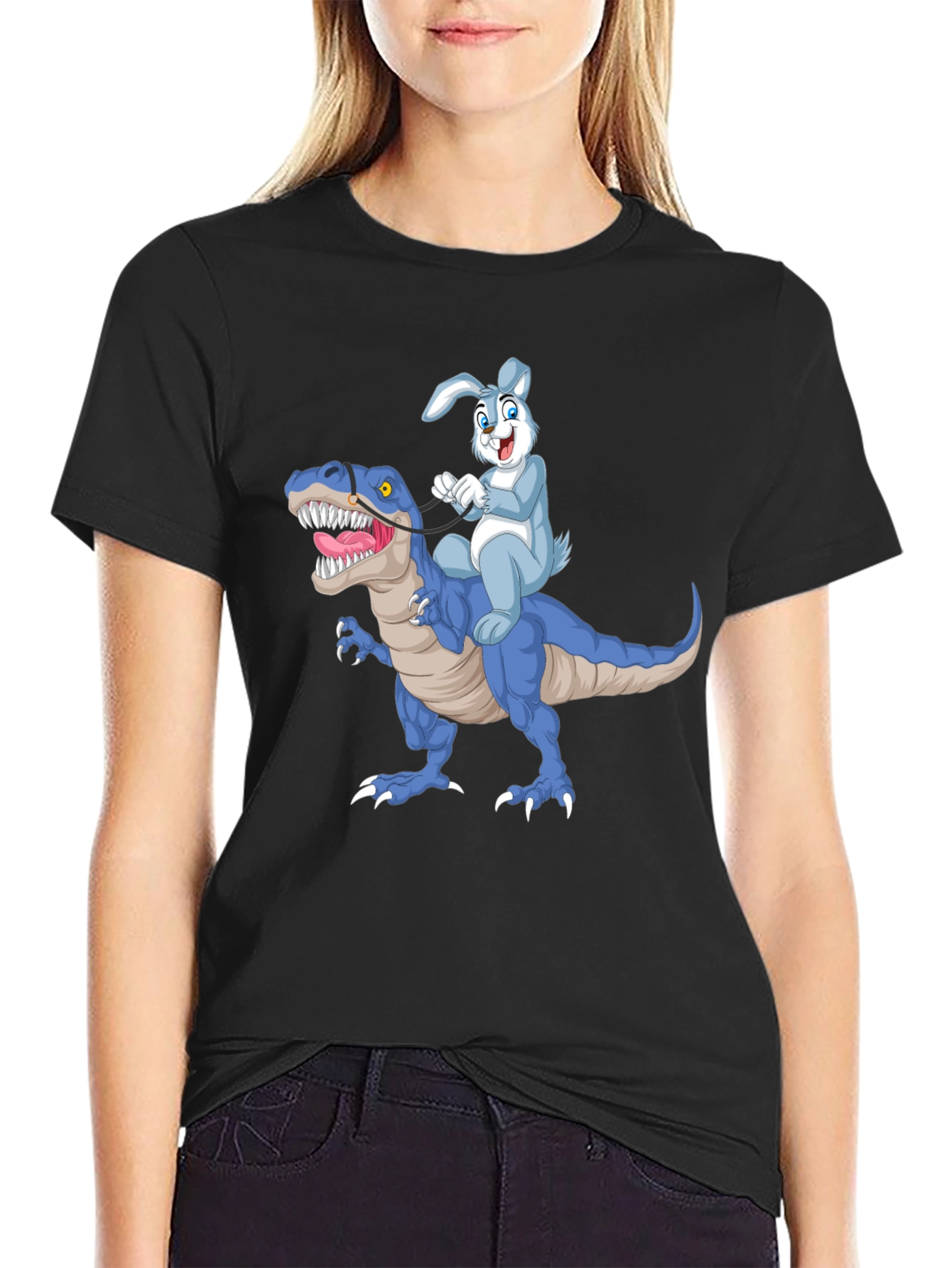 Bunny Riding Dinosaur T-Shirt