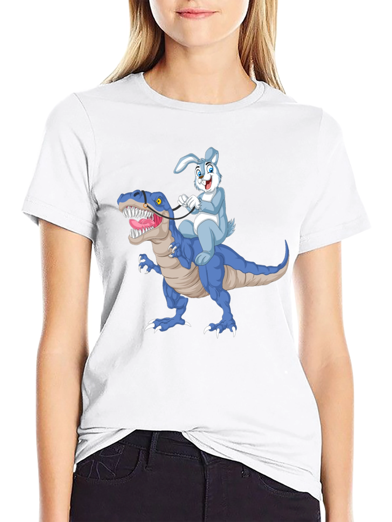 Bunny Riding Dinosaur T-Shirt