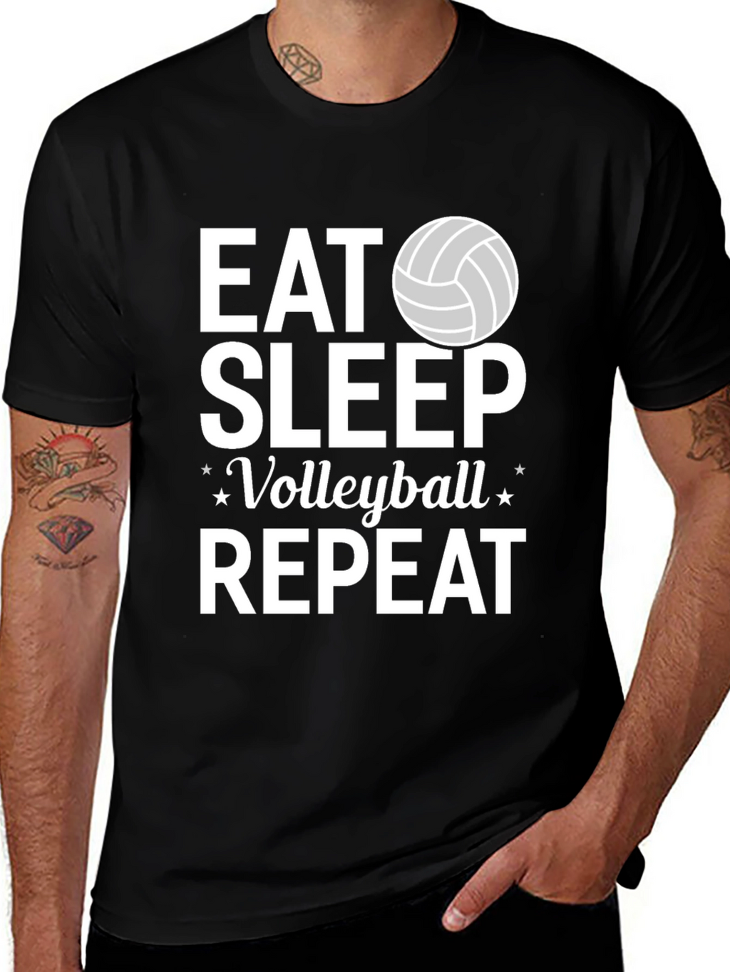 Eat Sleep Volleyball Repeat Black T-Shirt