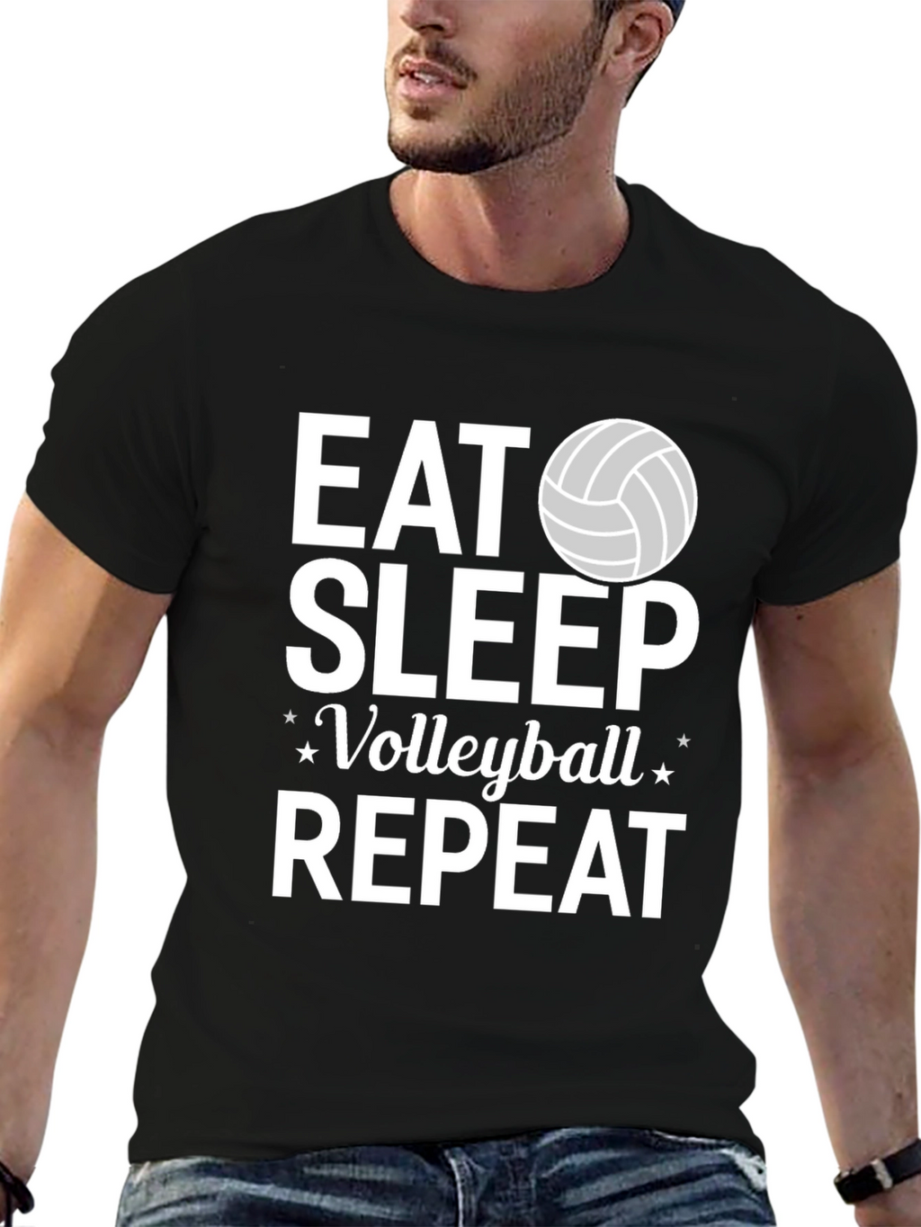 Eat Sleep Volleyball Repeat Black T-Shirt