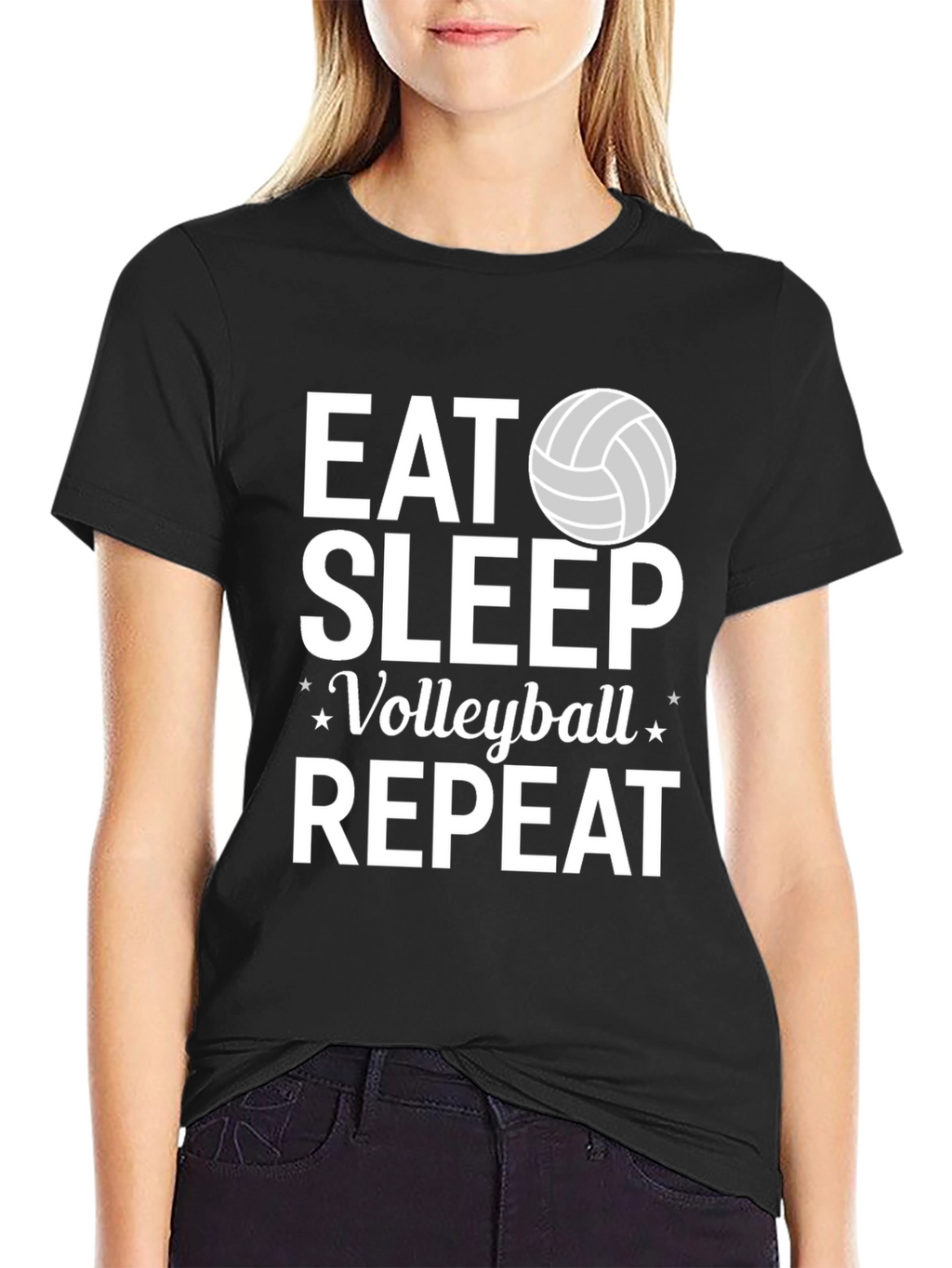 Eat Sleep Volleyball Repeat Black T-Shirt