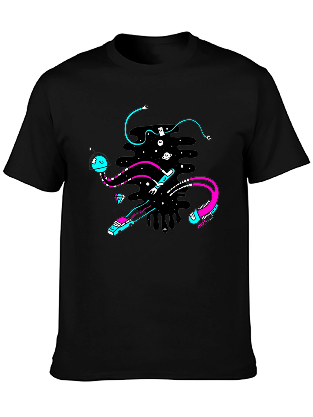 Abstract Space Graphic Black T-Shirt