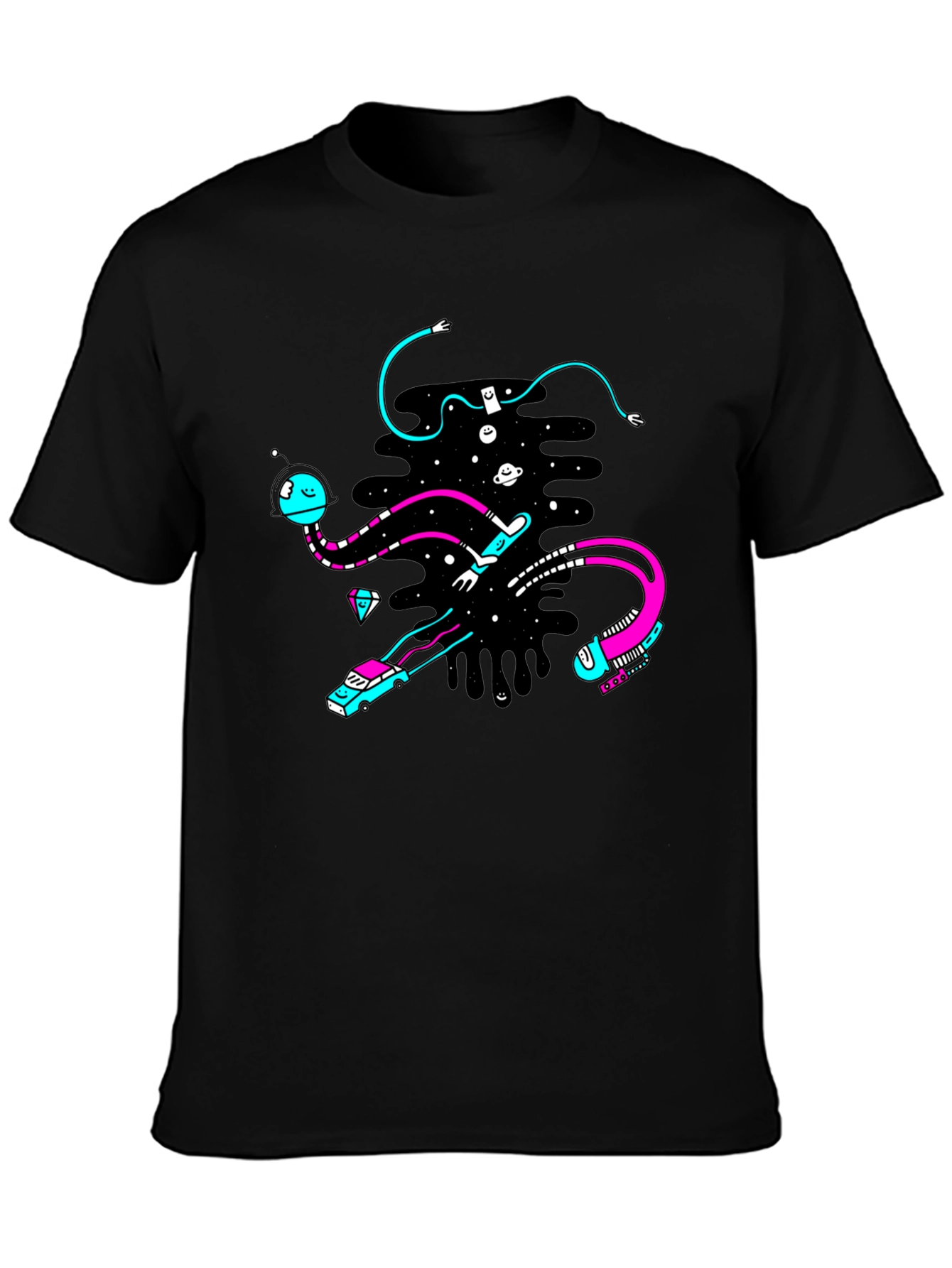 Abstract Space Graphic Black T-Shirt