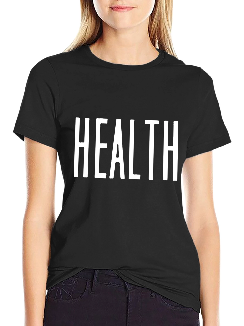 Health Graphic Tee - Mens Black Cotton Blend T-Shirt