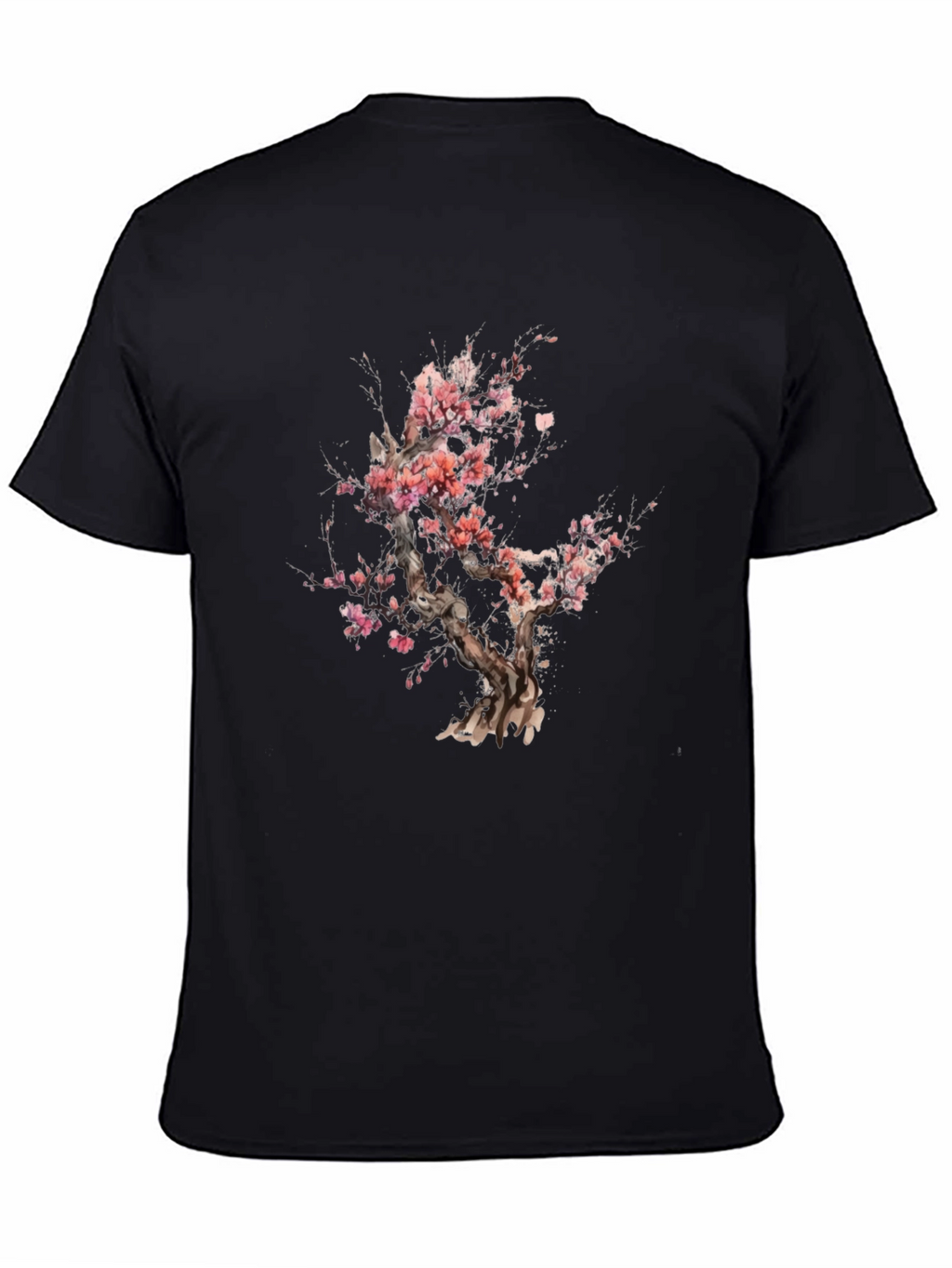 Cherry Blossom Tree Graphic Black T-Shirt