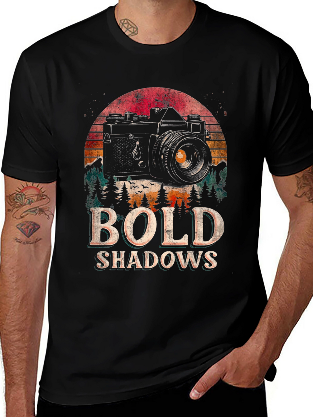 Bold Shadows Camera Graphic T-Shirt