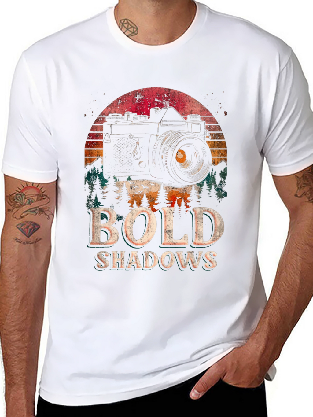 Bold Shadows Camera Graphic T-Shirt