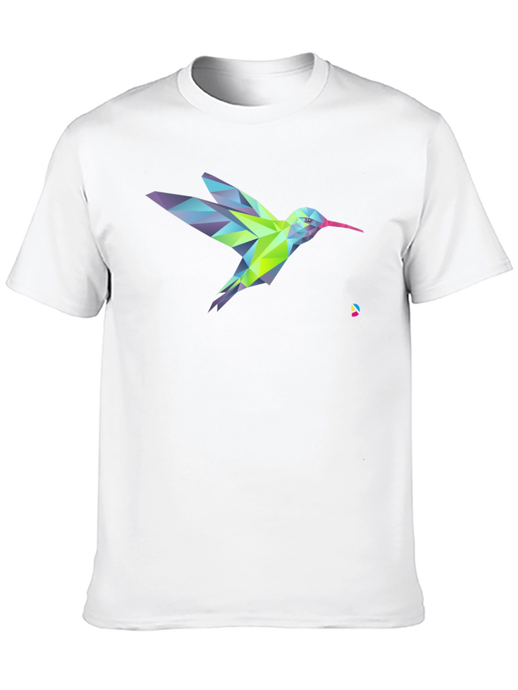 Geometric Hummingbird Graphic Print Black T-Shirt