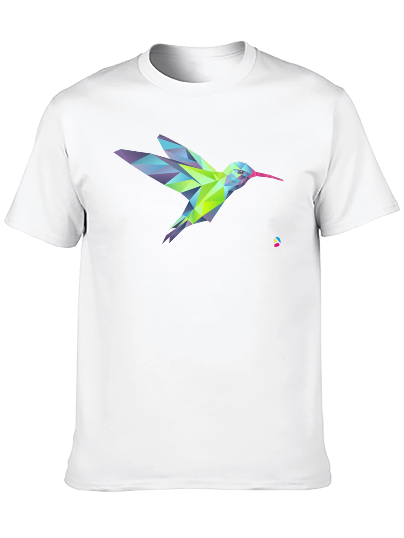 Geometric Hummingbird Graphic Print Black T-Shirt