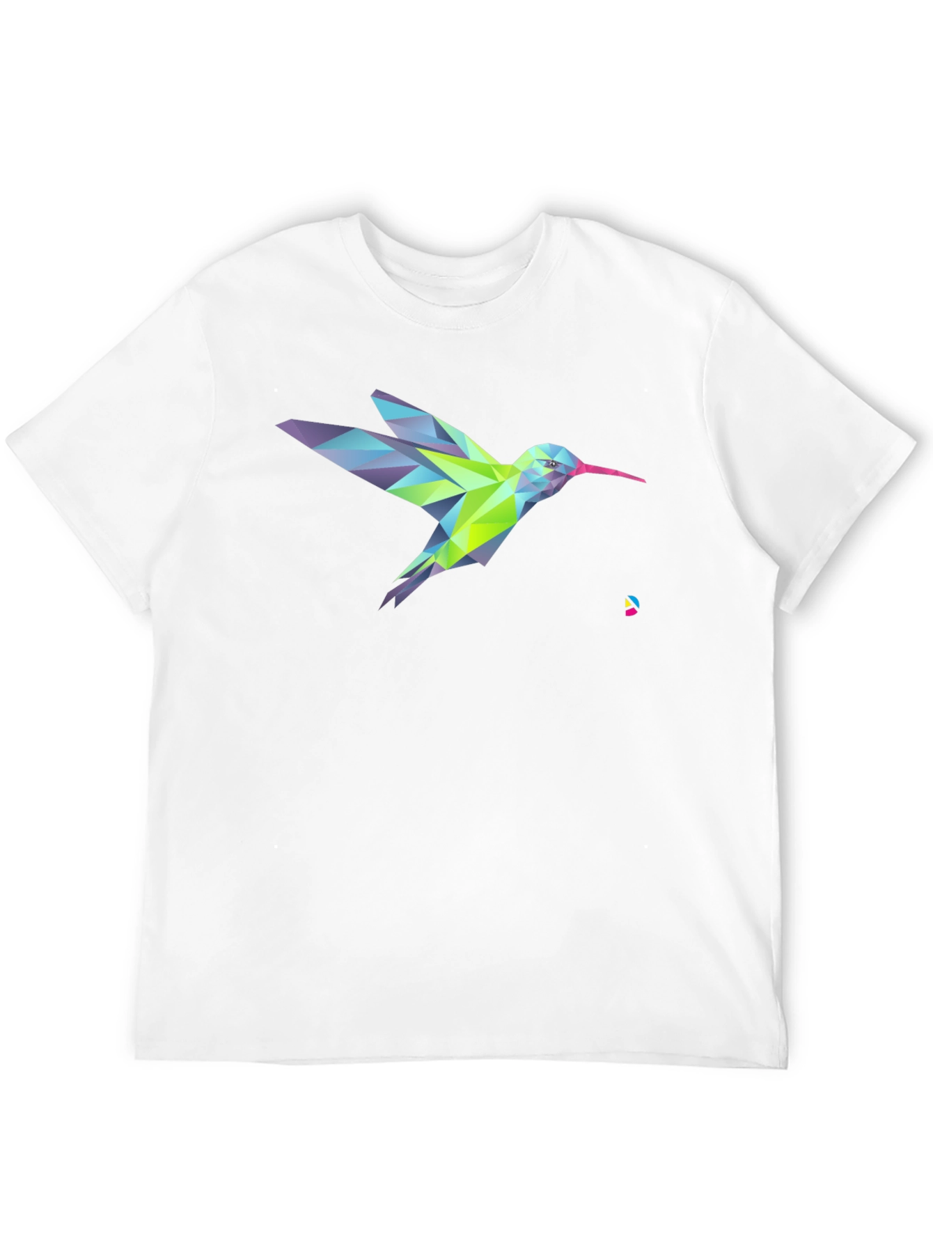 Geometric Hummingbird Graphic Print Black T-Shirt