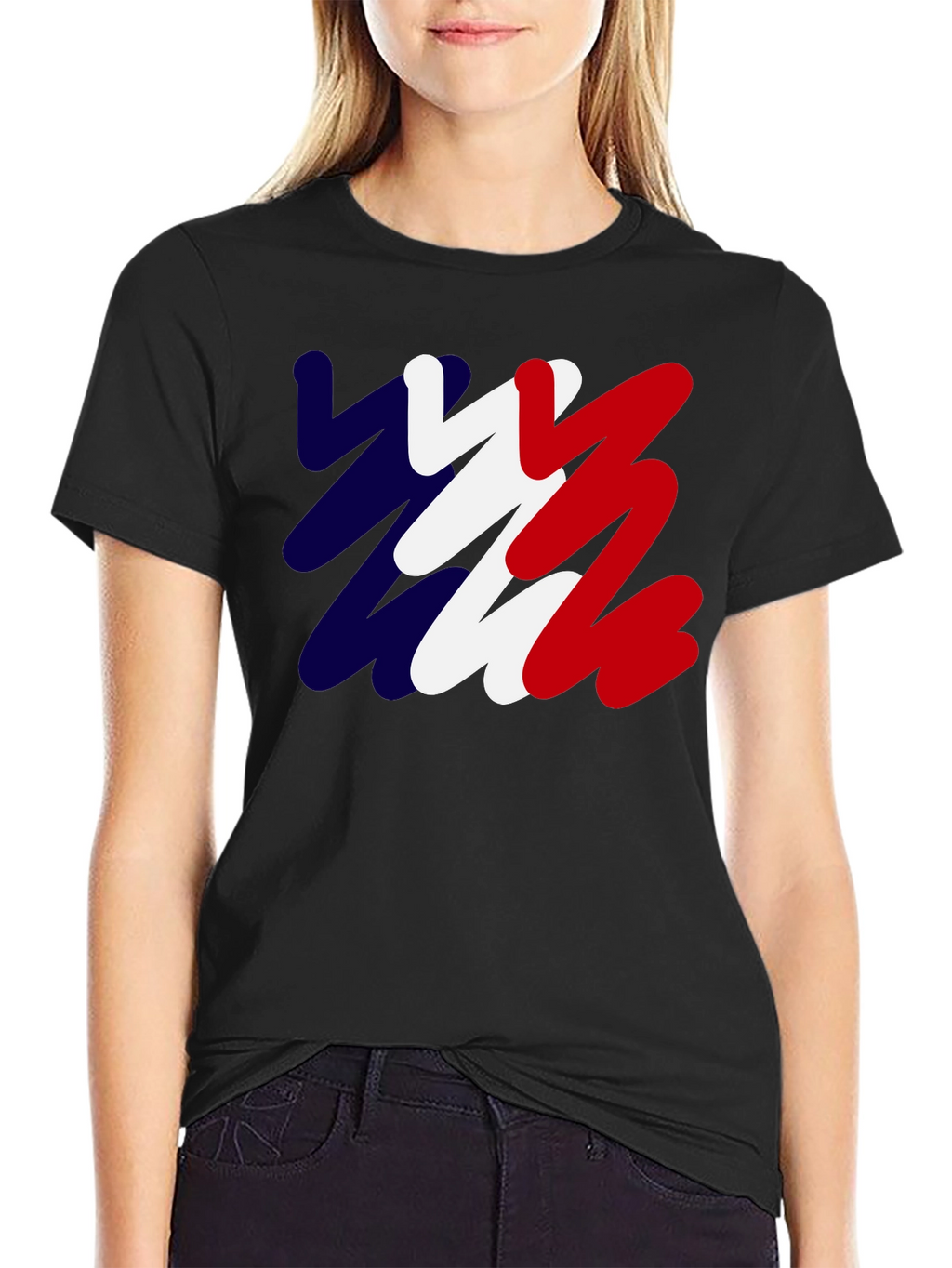 Abstract France Flag Mens Black T-Shirt