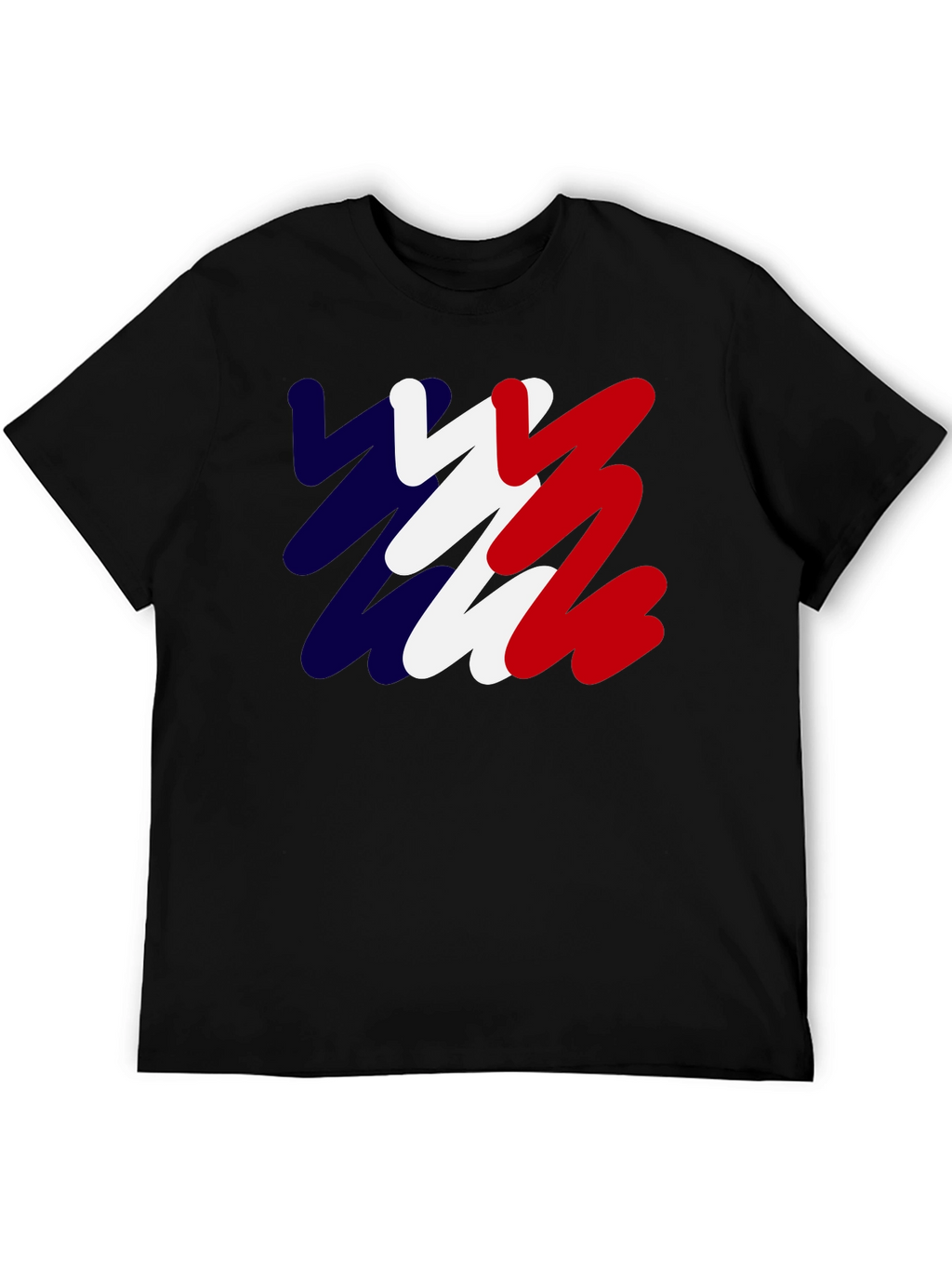 Abstract France Flag Mens Black T-Shirt
