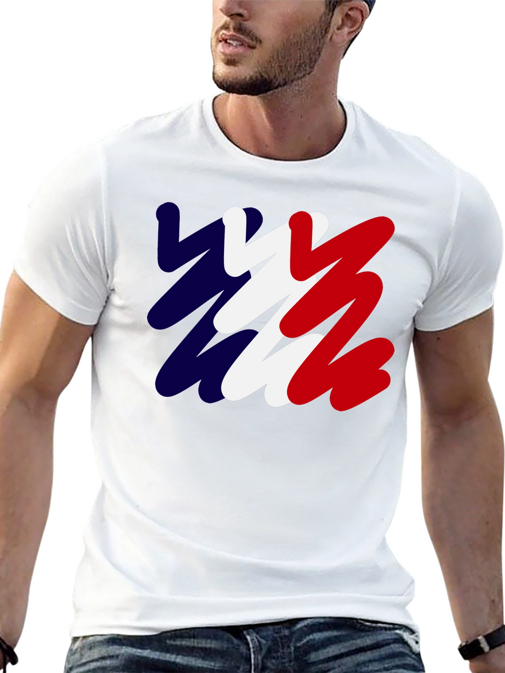 Abstract France Flag Mens Black T-Shirt