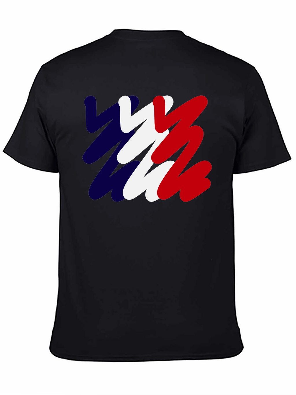 Abstract France Flag Mens Black T-Shirt