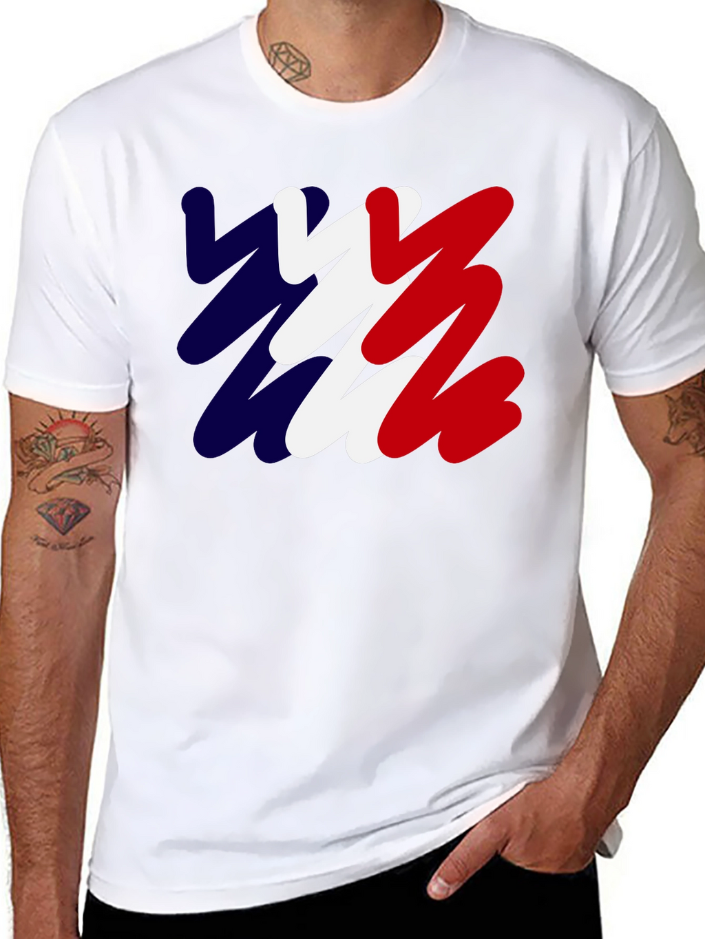 Abstract France Flag Mens Black T-Shirt