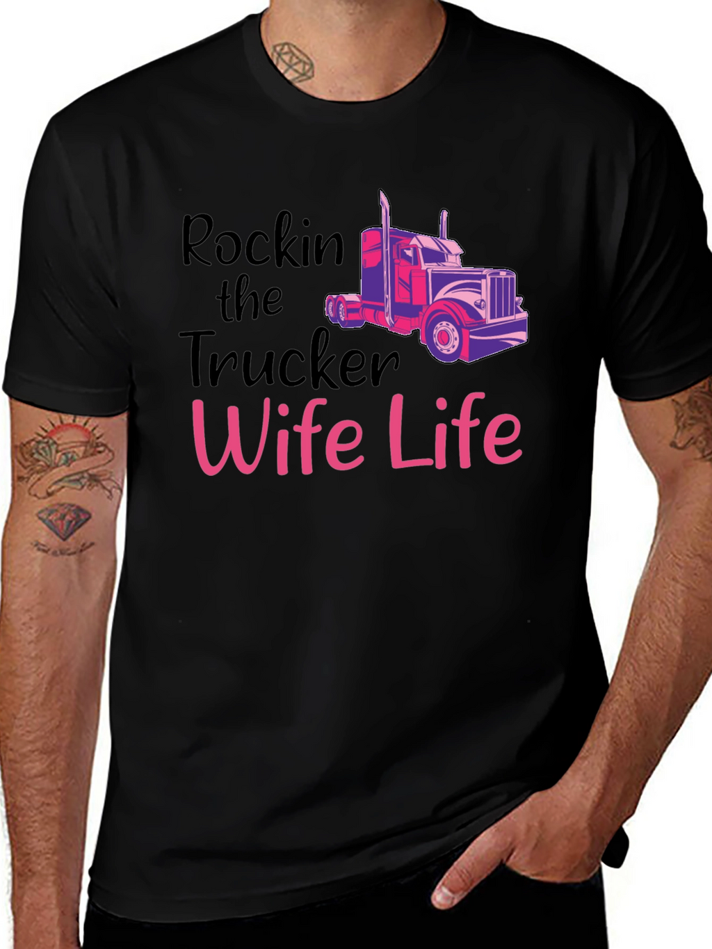 Rockin Trucker Wife Life T-Shirt