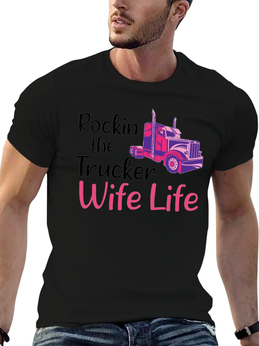Rockin Trucker Wife Life T-Shirt