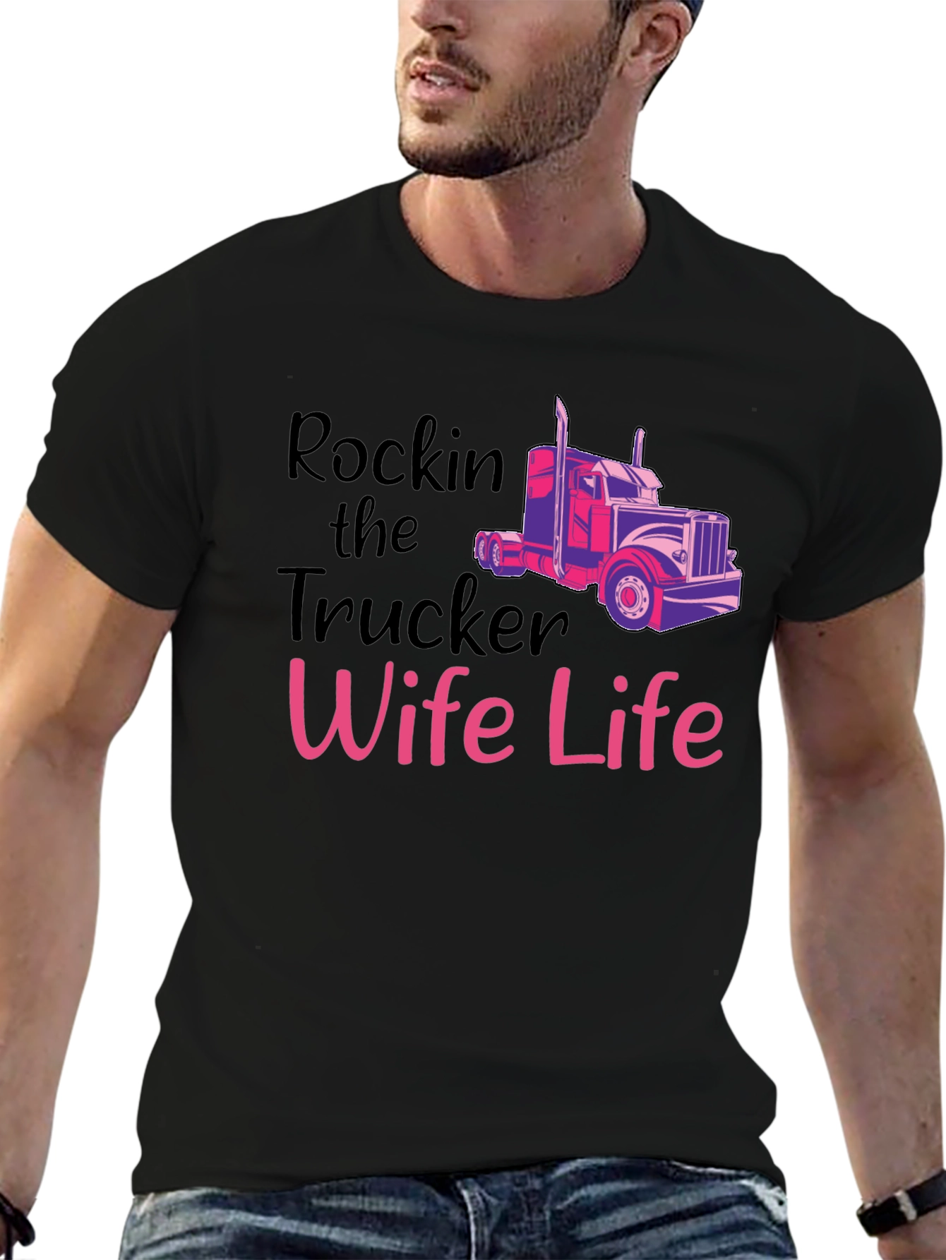 Rockin Trucker Wife Life T-Shirt