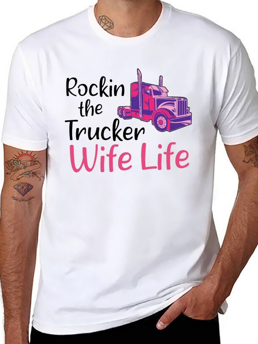 Rockin Trucker Wife Life T-Shirt