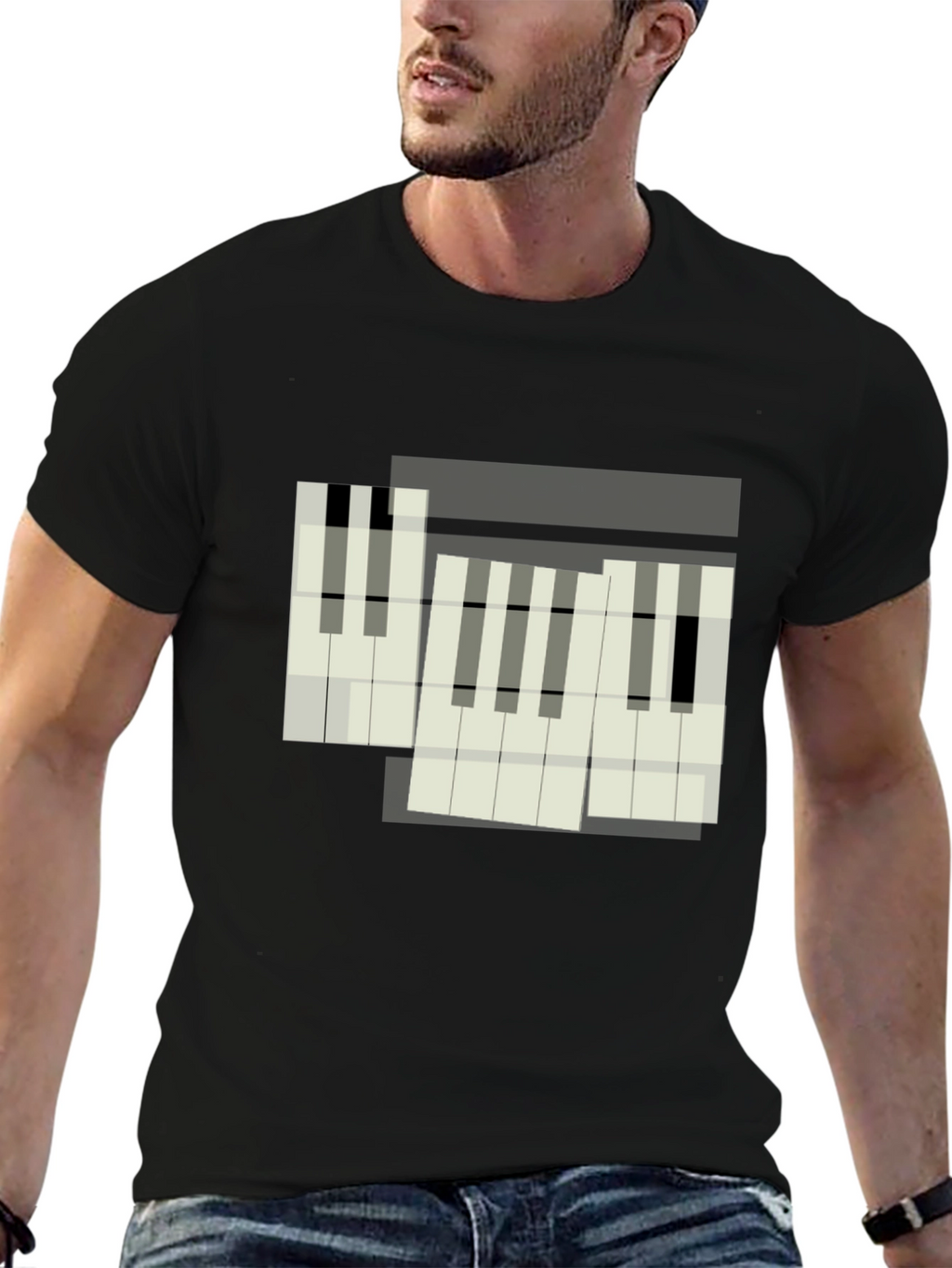 Abstract Piano Keys Graphic Tee - Modern Musician Style