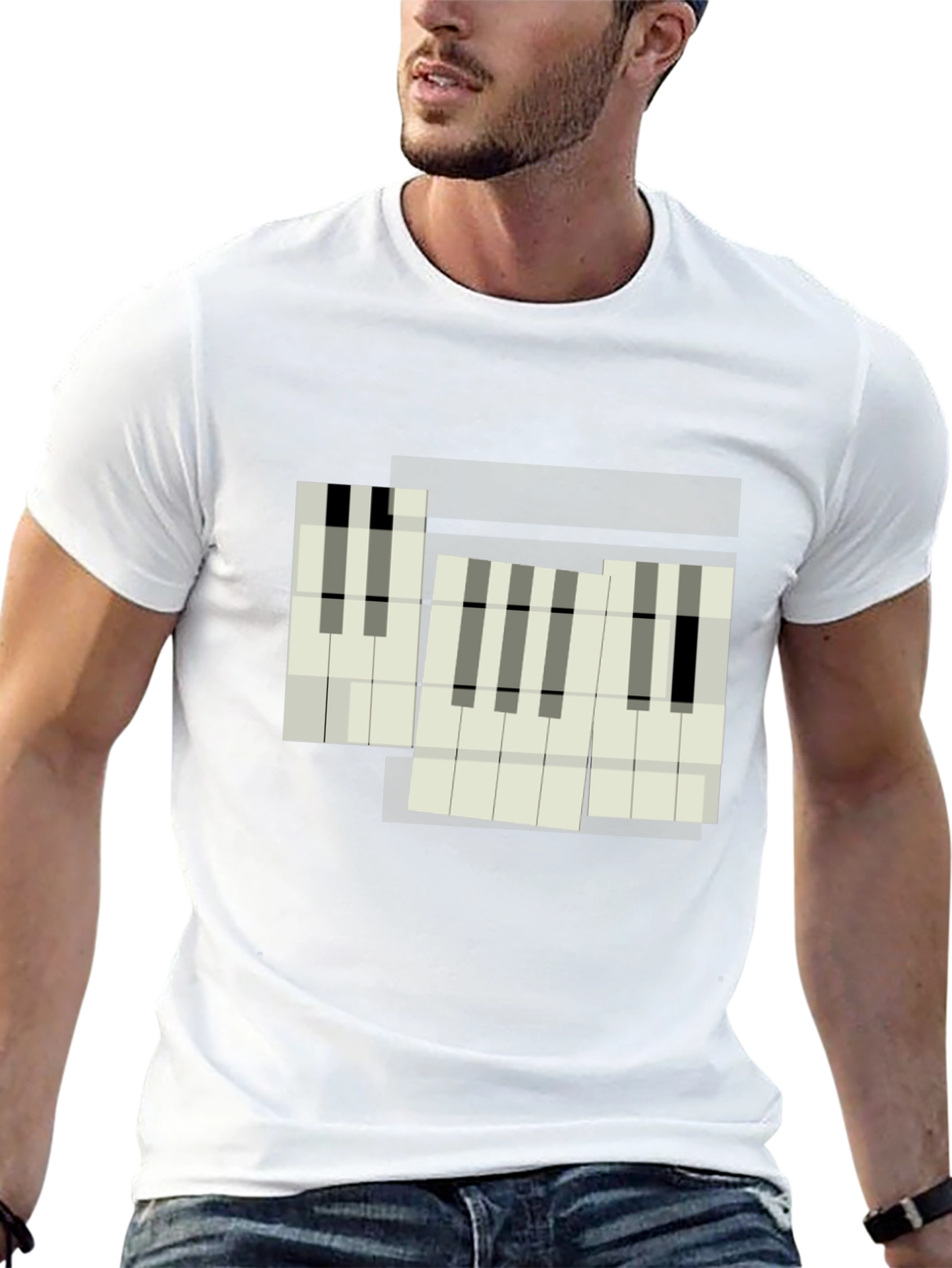 Abstract Piano Keys Graphic Tee - Modern Musician Style