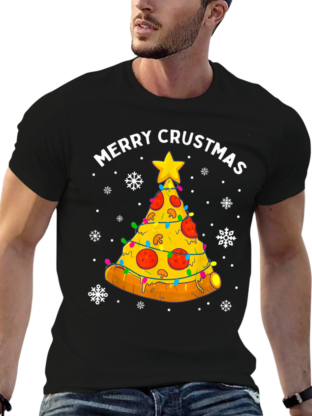 Merry Crustmas Pizza Tree T-Shirt