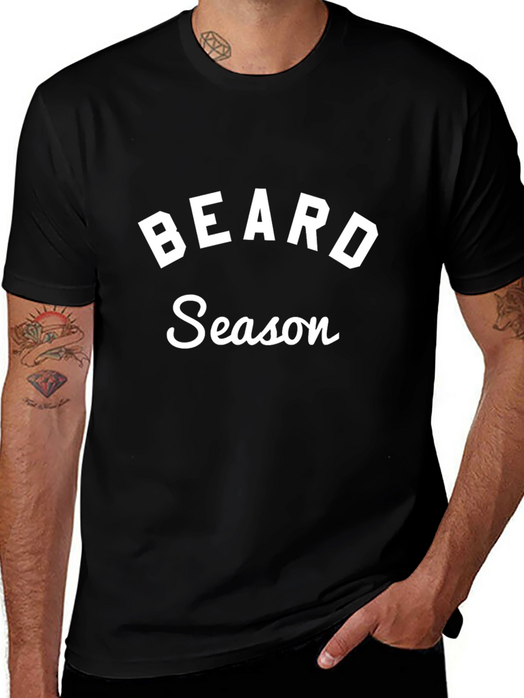 Beard Season T-Shirt - Black Crew Neck