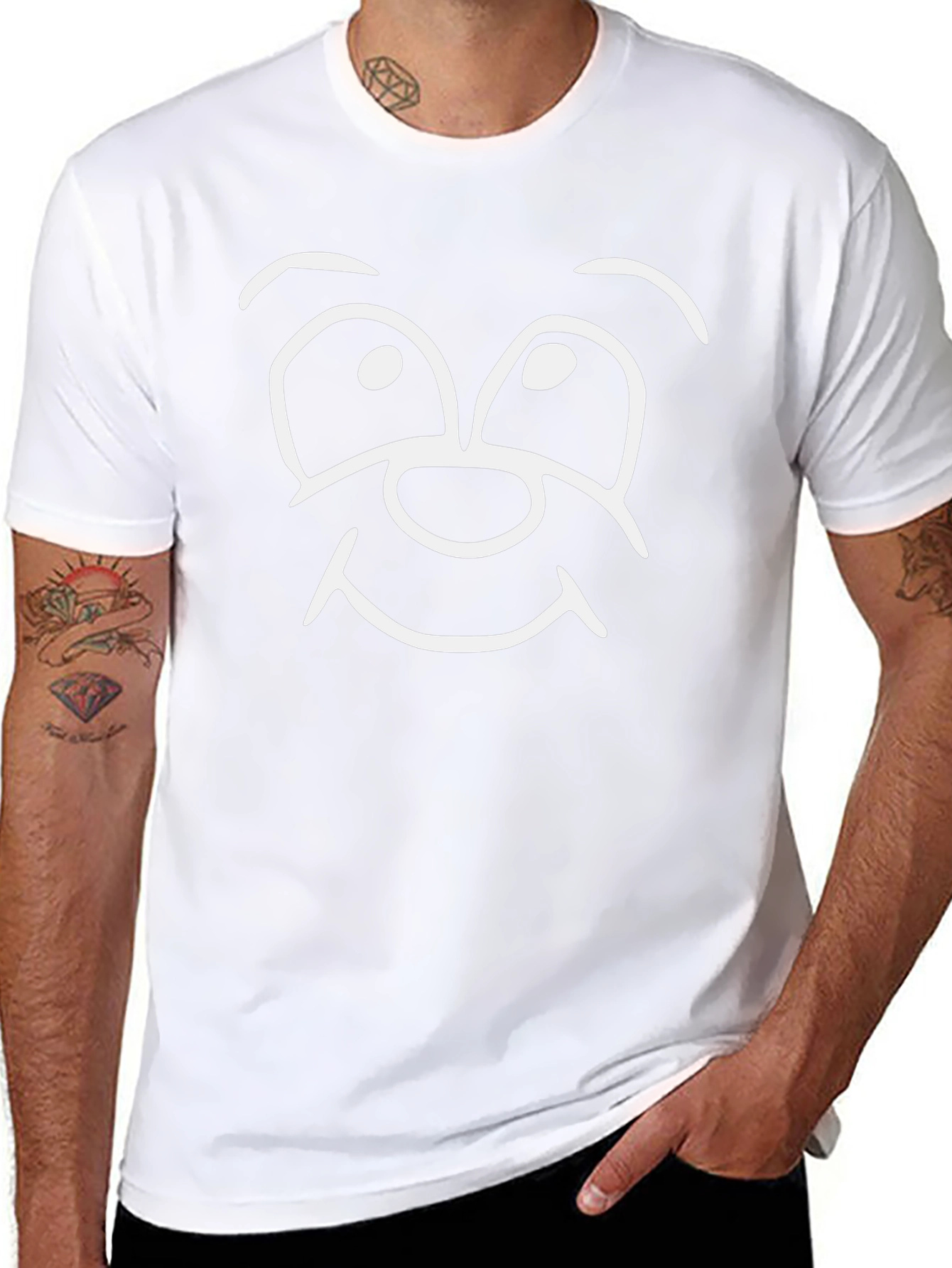 Funny Face Graphic Tee - Black Cotton Casual Shirt