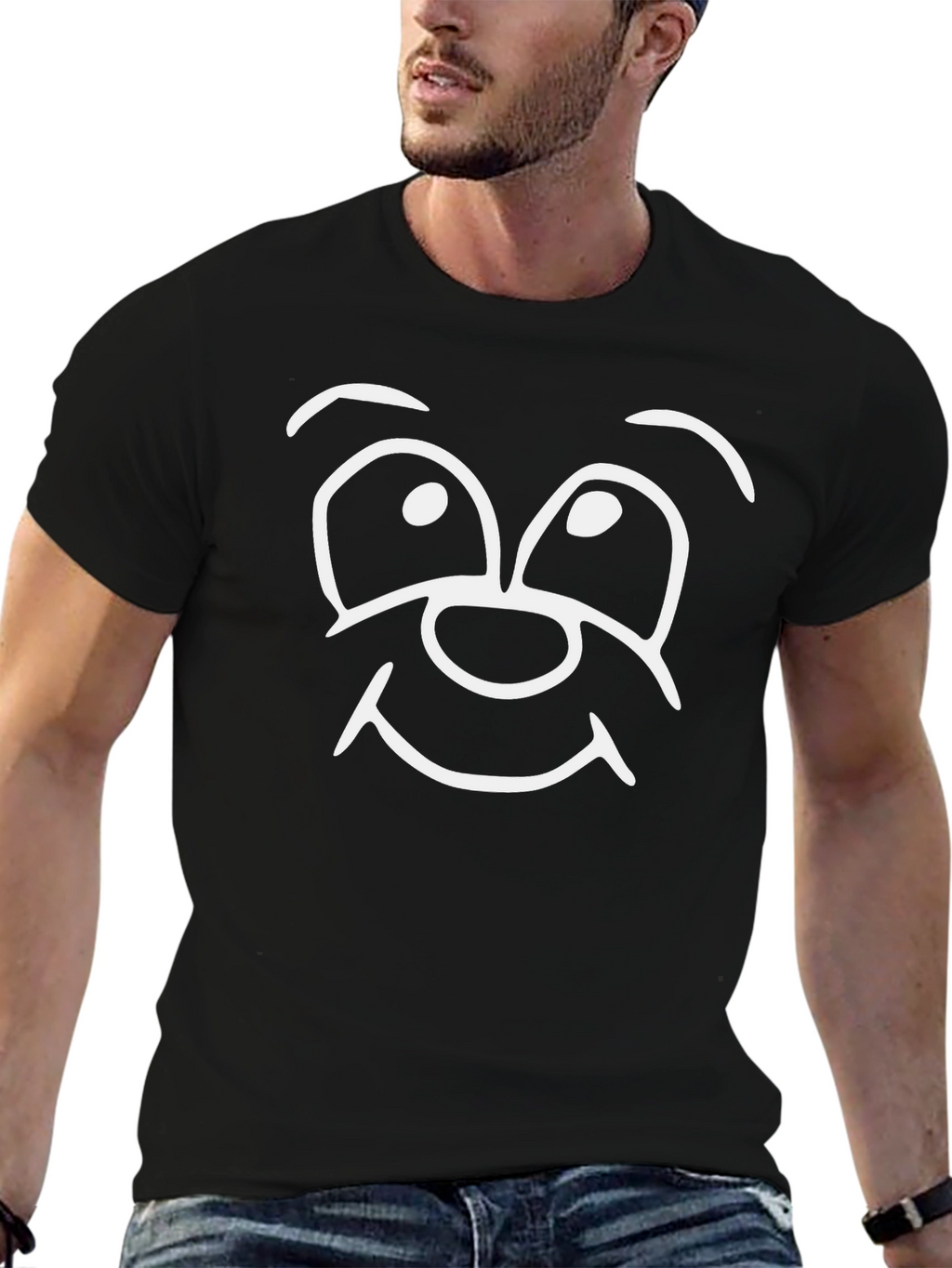 Funny Face Graphic Tee - Black Cotton Casual Shirt