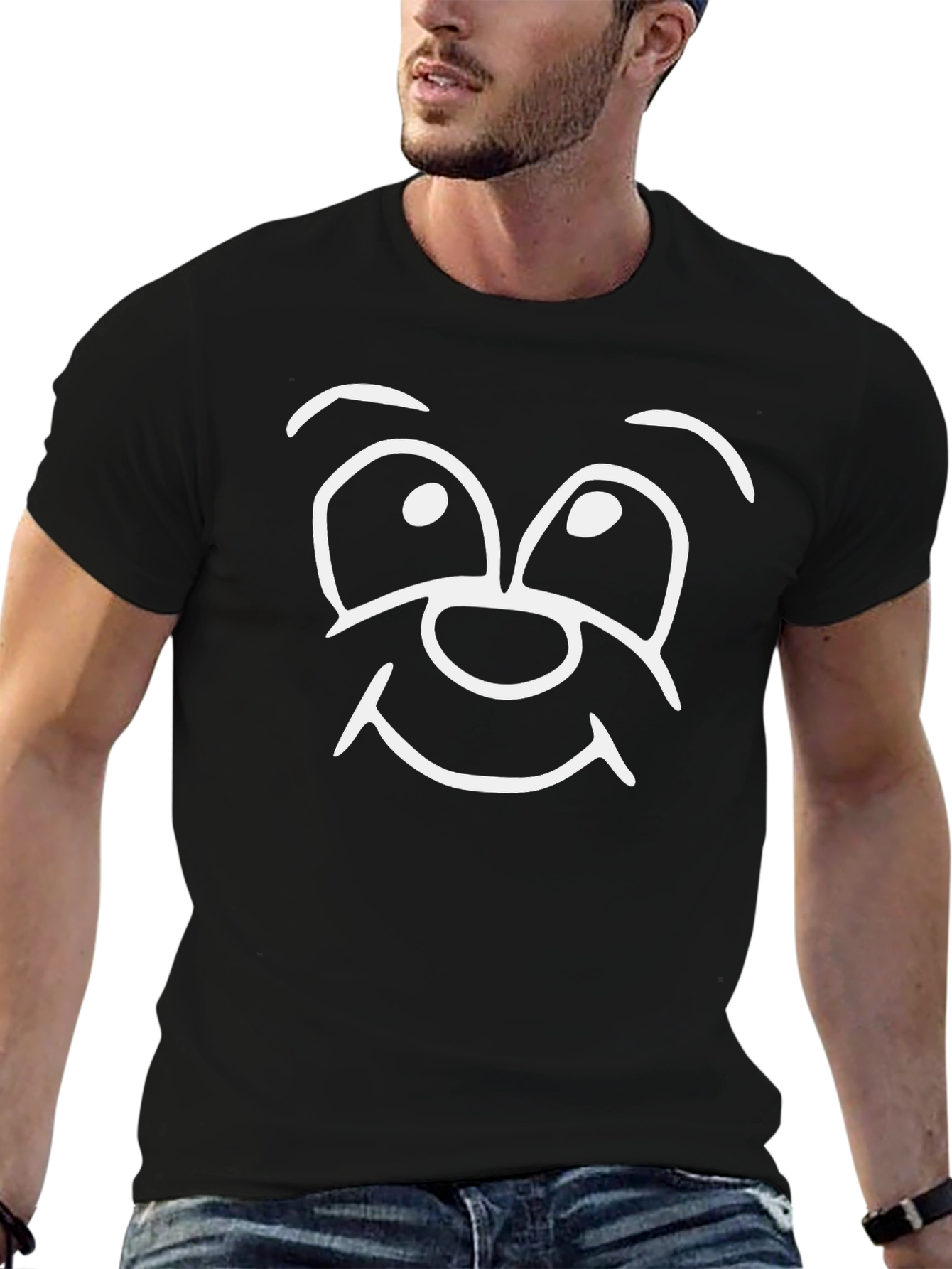 Funny Face Graphic Tee - Black Cotton Casual Shirt
