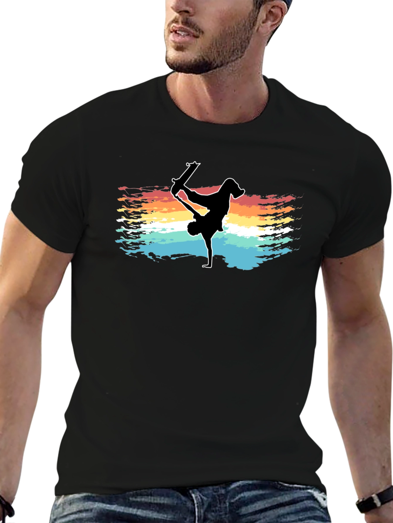 Skater Silhouette Tee - Vintage Style Skateboarding Graphic