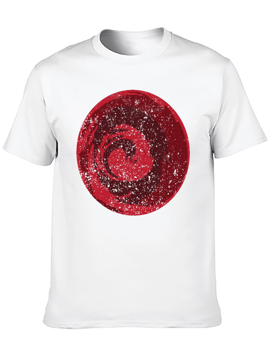 Abstract Red Circle Graphic Black T-Shirt