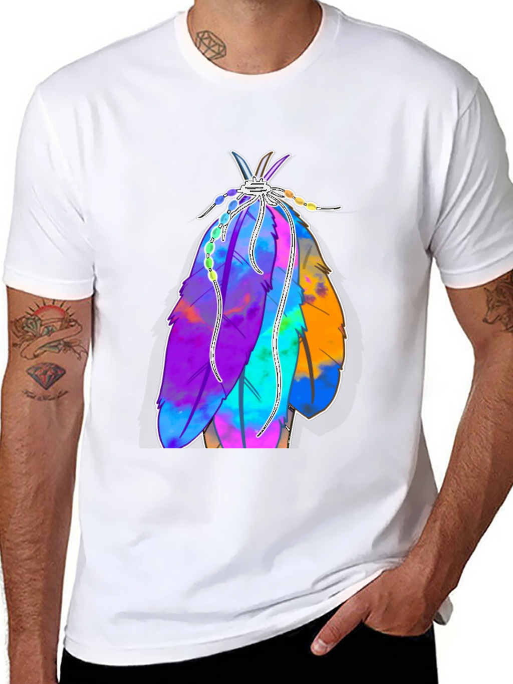 Vibrant Feather Graphic Tee - Casual Style