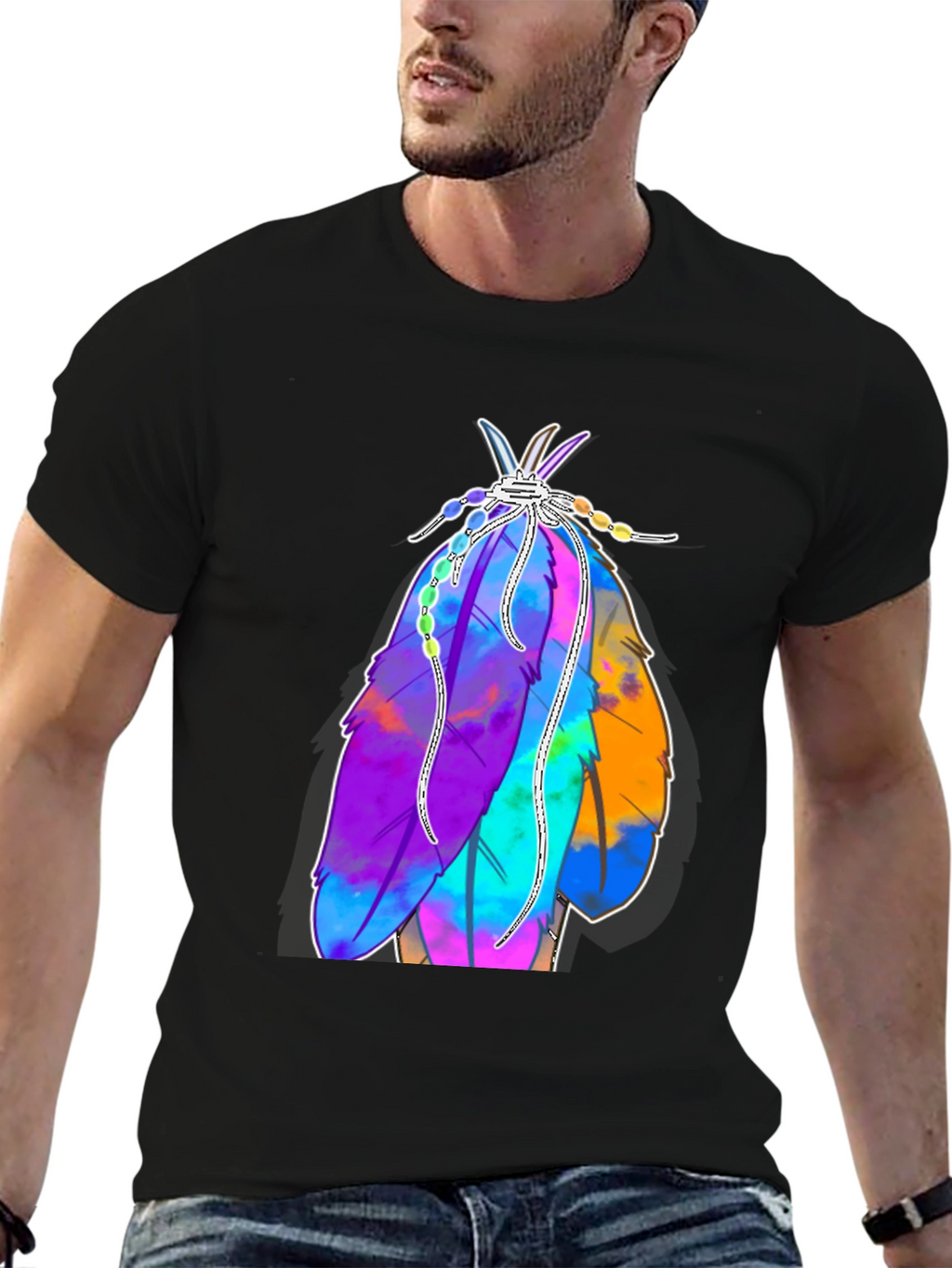 Vibrant Feather Graphic Tee - Casual Style