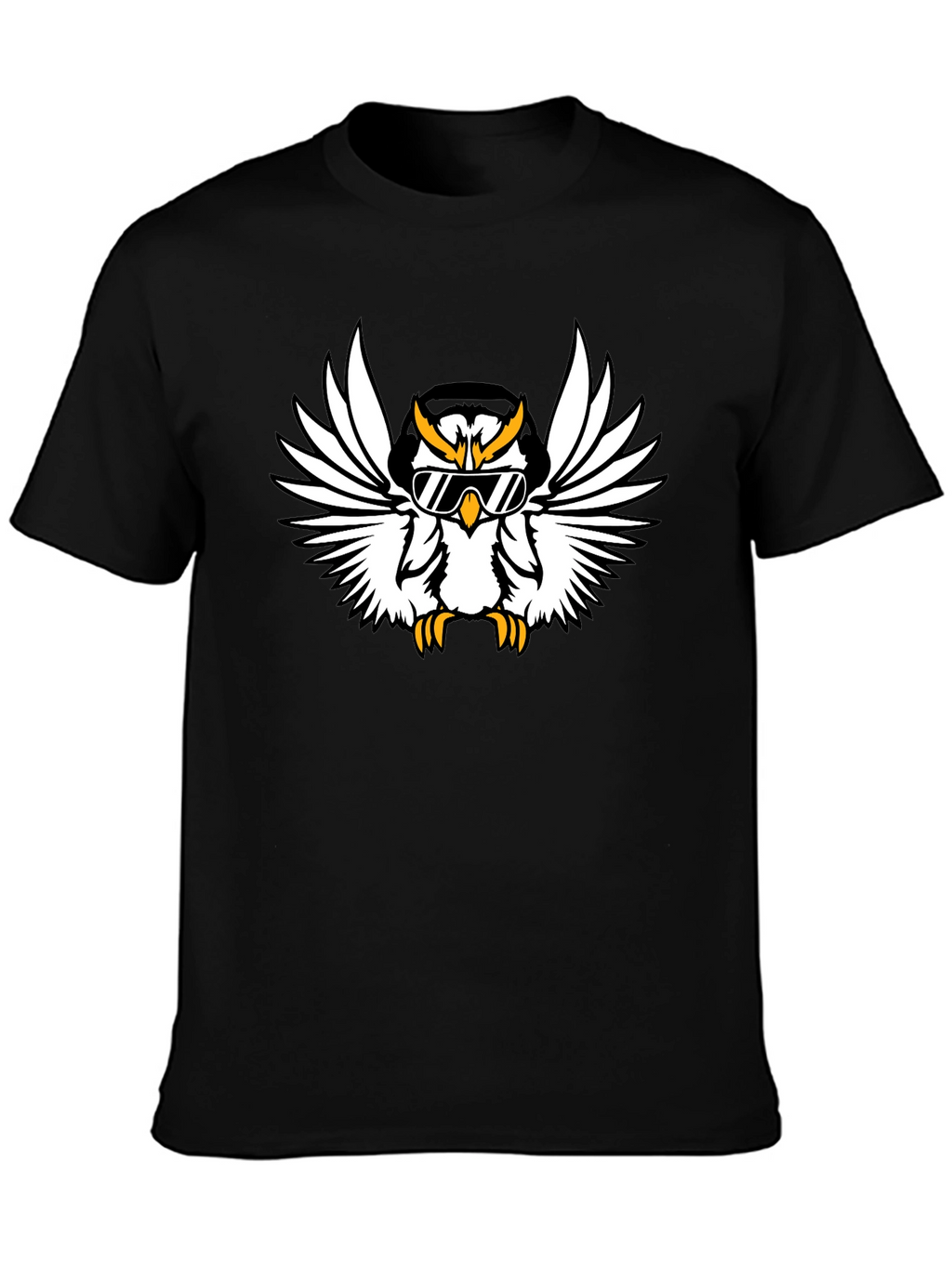 Cool Owl Graphic Tee - Black Cotton T-Shirt