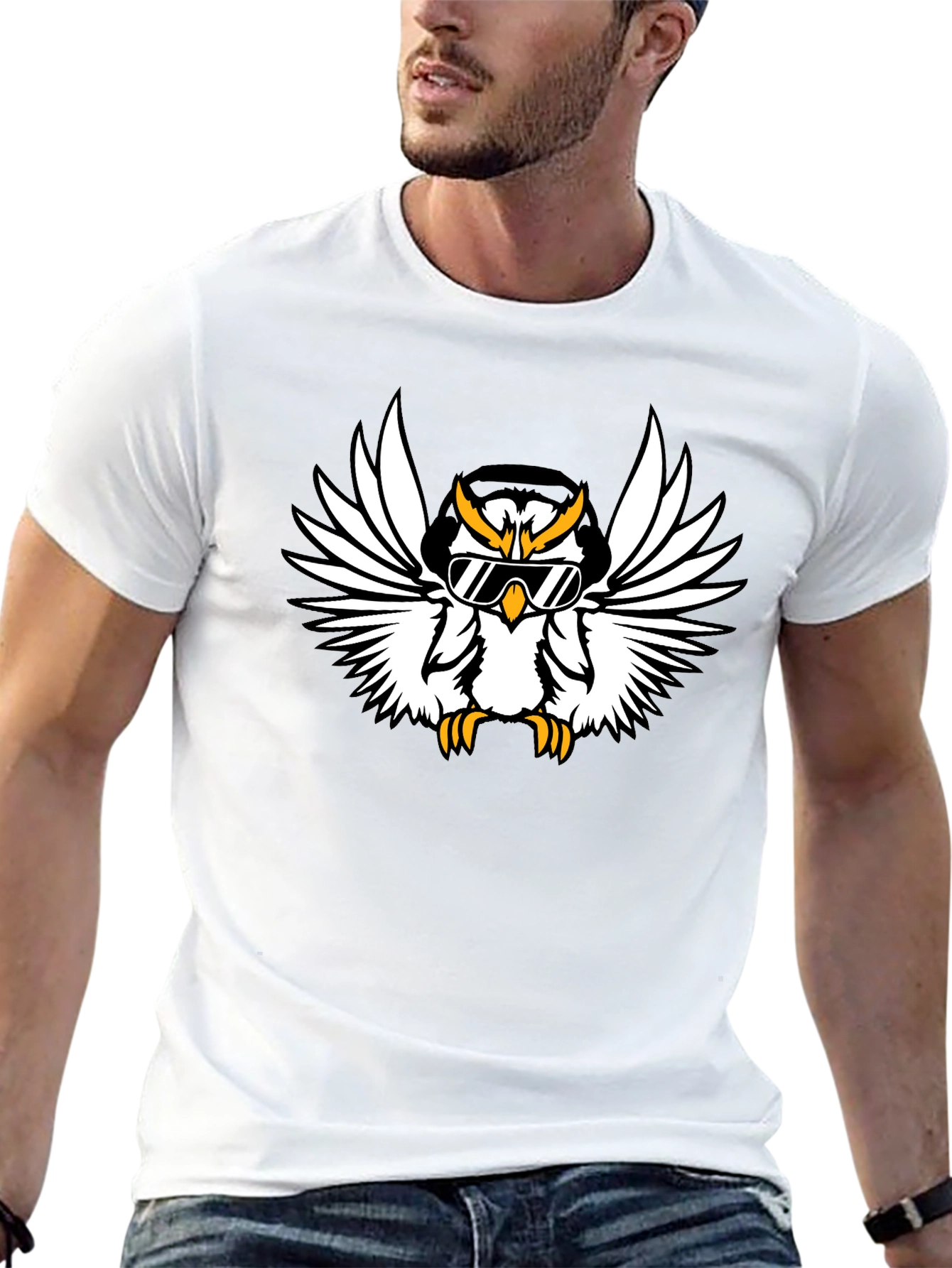 Cool Owl Graphic Tee - Black Cotton T-Shirt