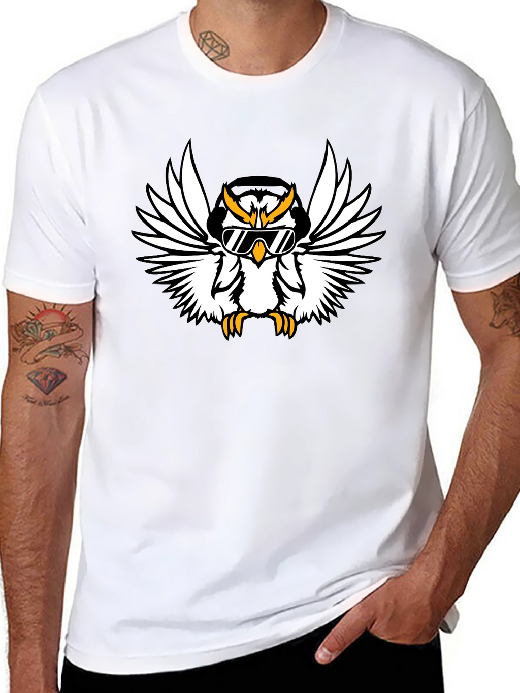 Cool Owl Graphic Tee - Black Cotton T-Shirt