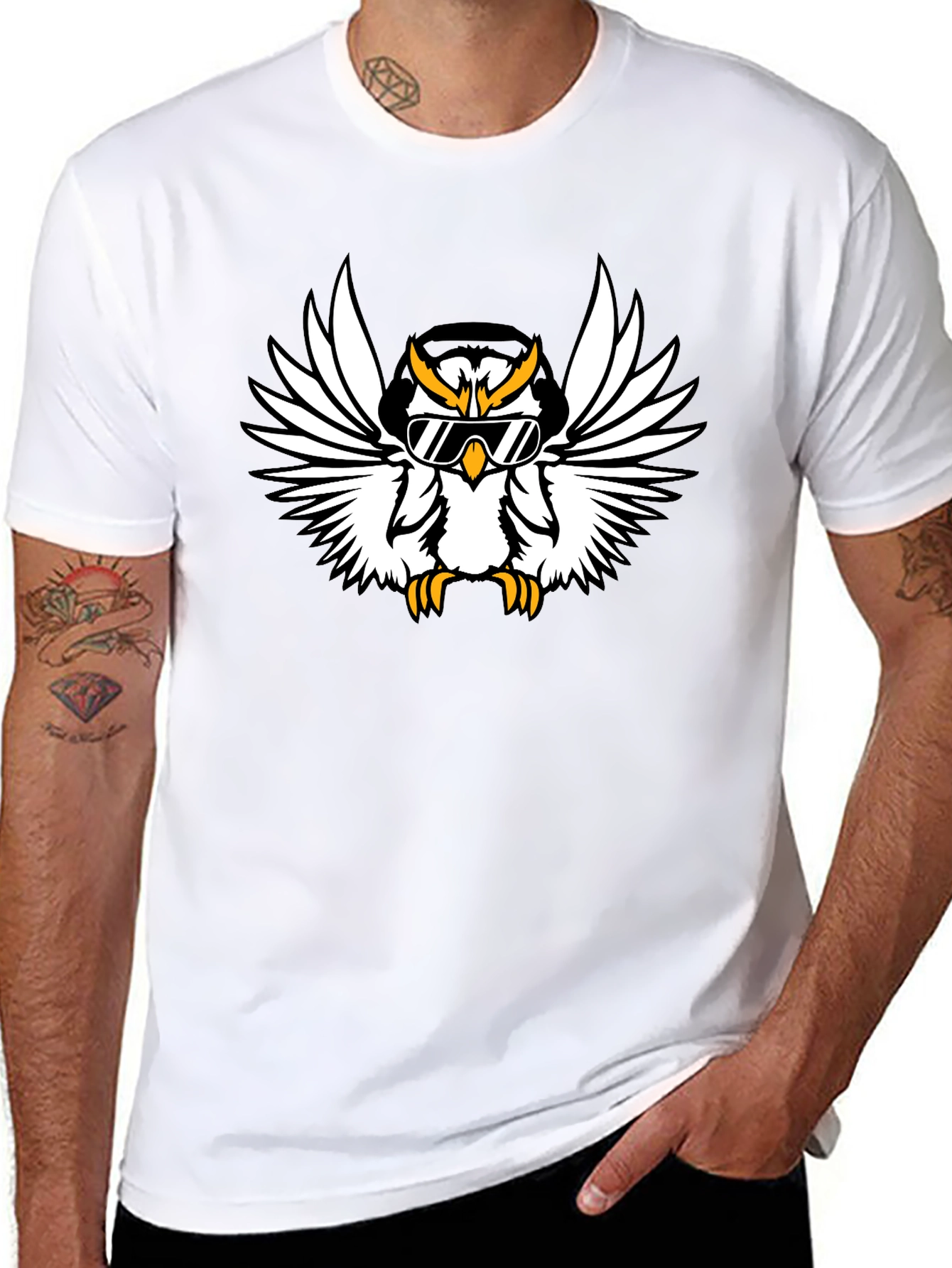 Cool Owl Graphic Tee - Black Cotton T-Shirt